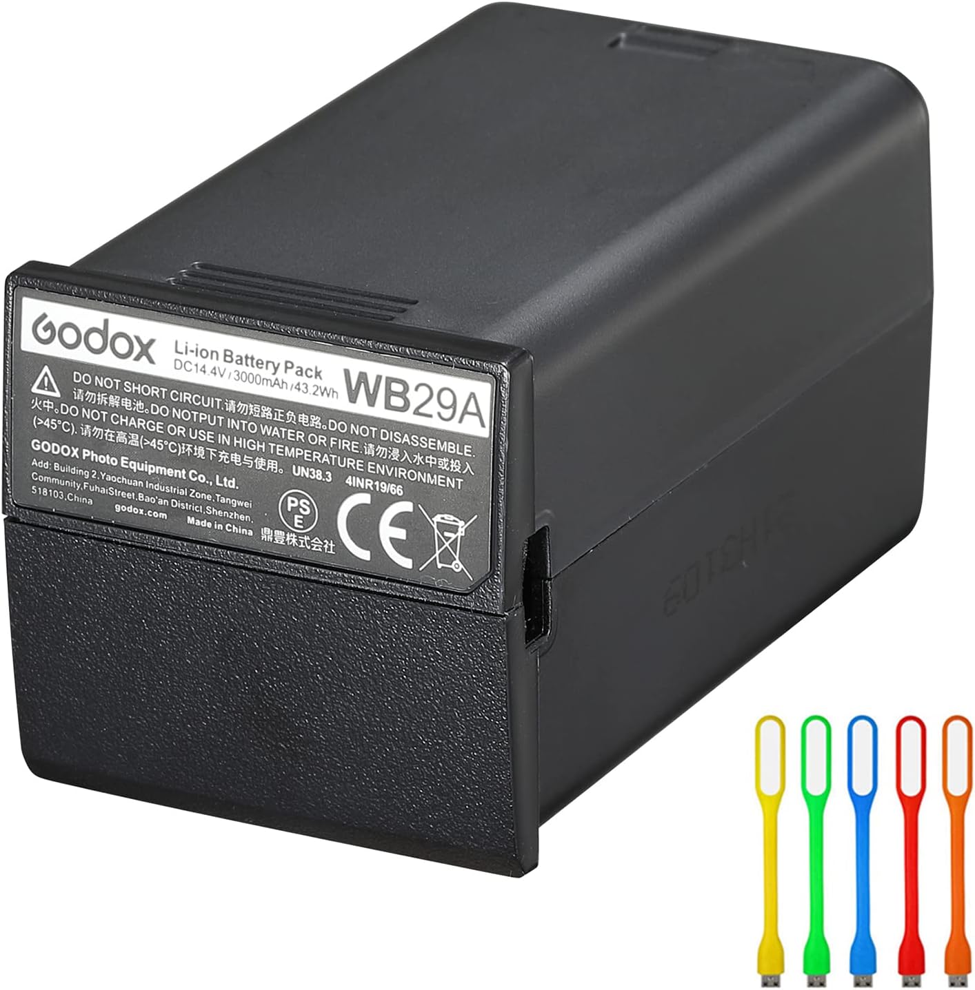 Godox WB29A 14.4V 3000mAh Replacement Lithium Battery Pack for Godox AD200, AD200Pro Pocket Flash Light with USB LED, ( Update Version of WB29 Battery) Pack of 2