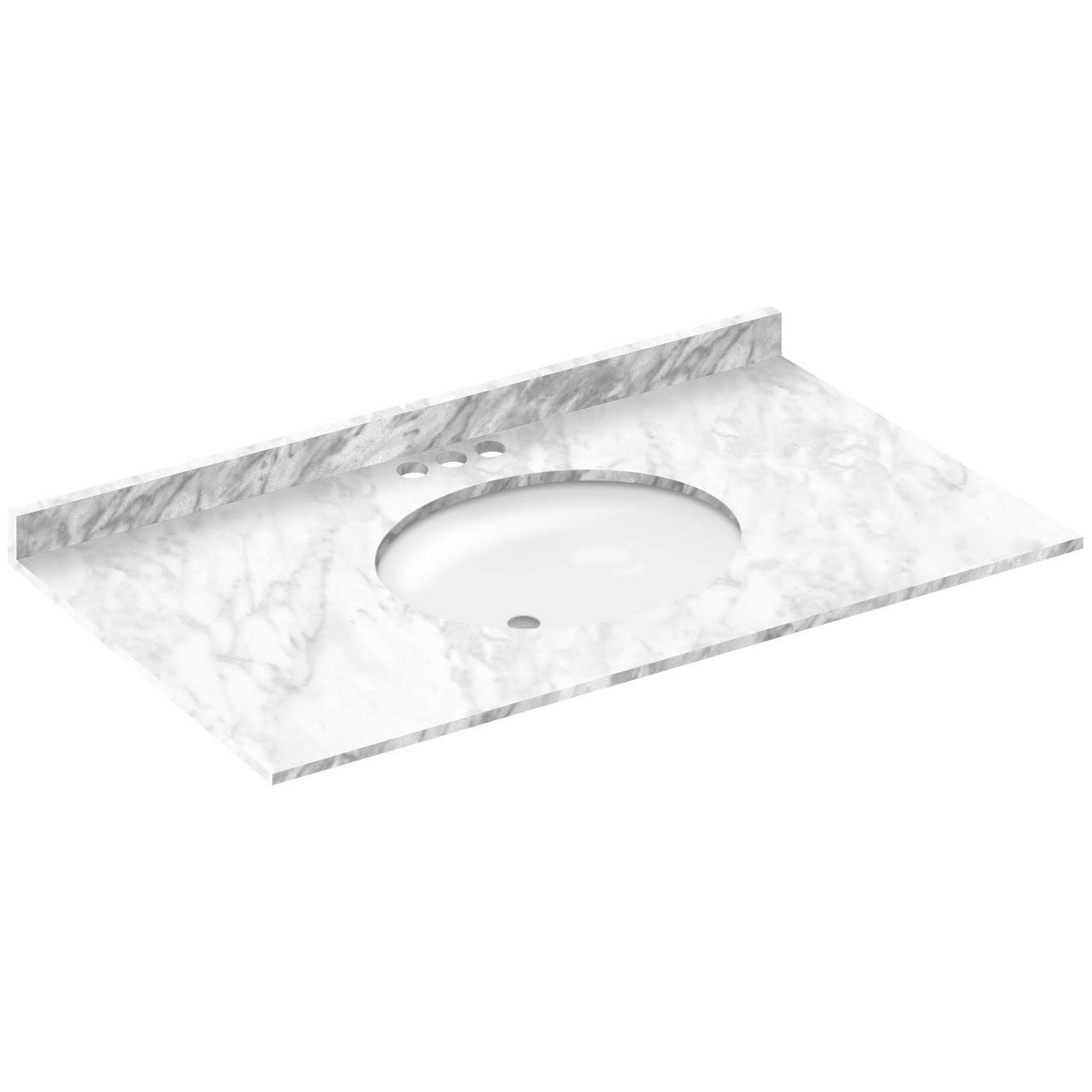 LessCare Horizon Cara White 43W 22D 4 in. Spread Single Vanity Top with Backsplash