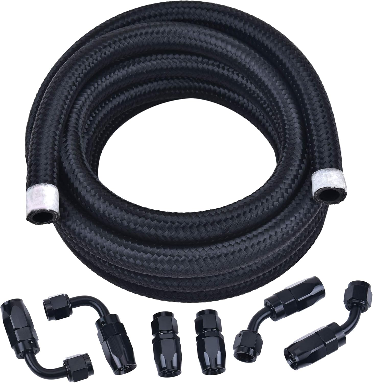 EVIL ENERGY 6AN Fuel Line Kit, Stainless Steel Braided Fuel Hose CPE 10FT Silver(11/32