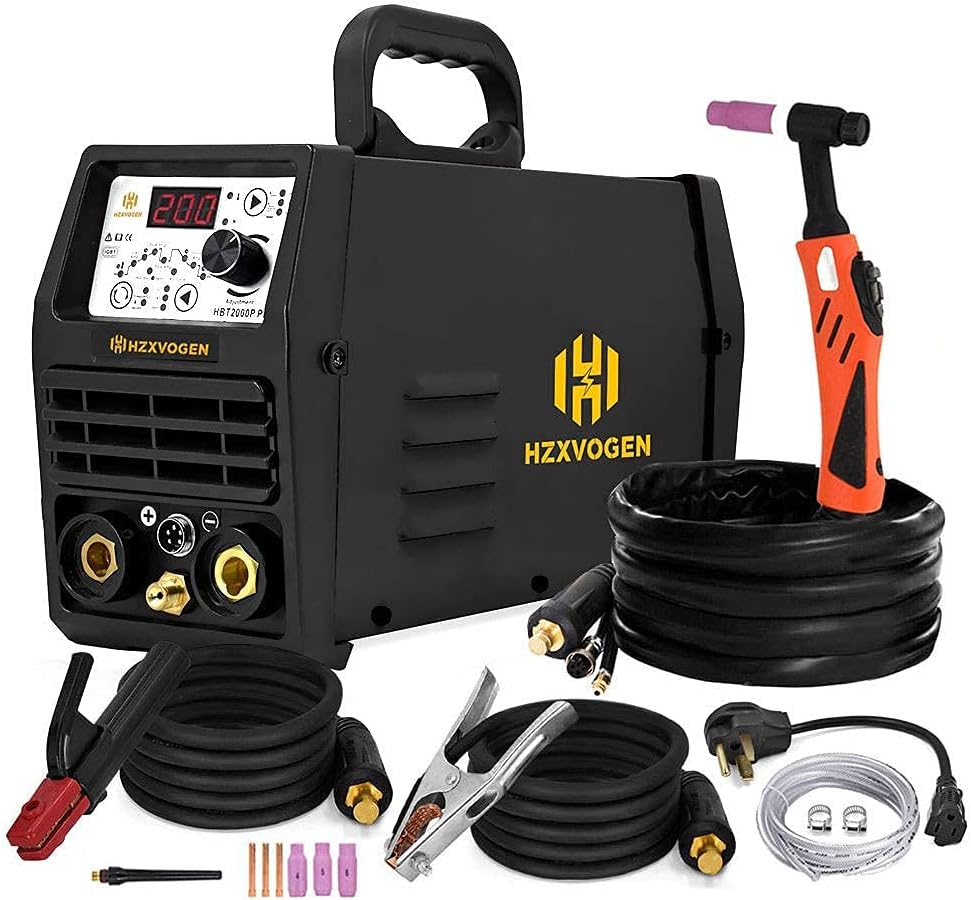 HZXVOGEN Tig Welder-200A Pulse 110V/220V Dual Voltage Arc Stick MMA Inverter IGBT Digital Welding Machine High Frequency Digital Control (TIG200P)