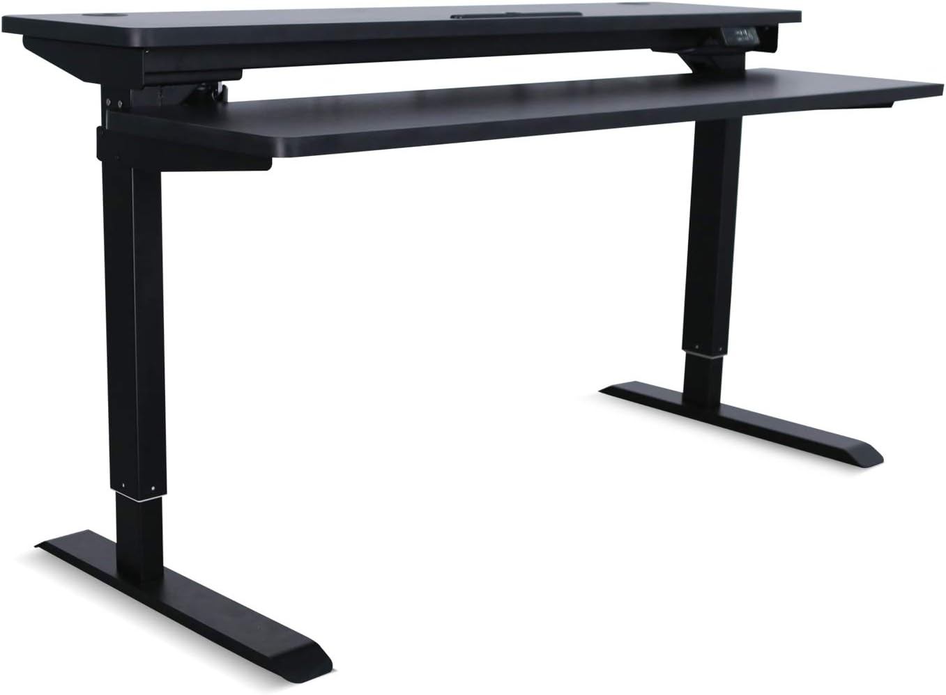 AITERMINAL Electric Stand Up Desk 2 Tiers Dual Motor-Height Adjustable Desk (Black-1)