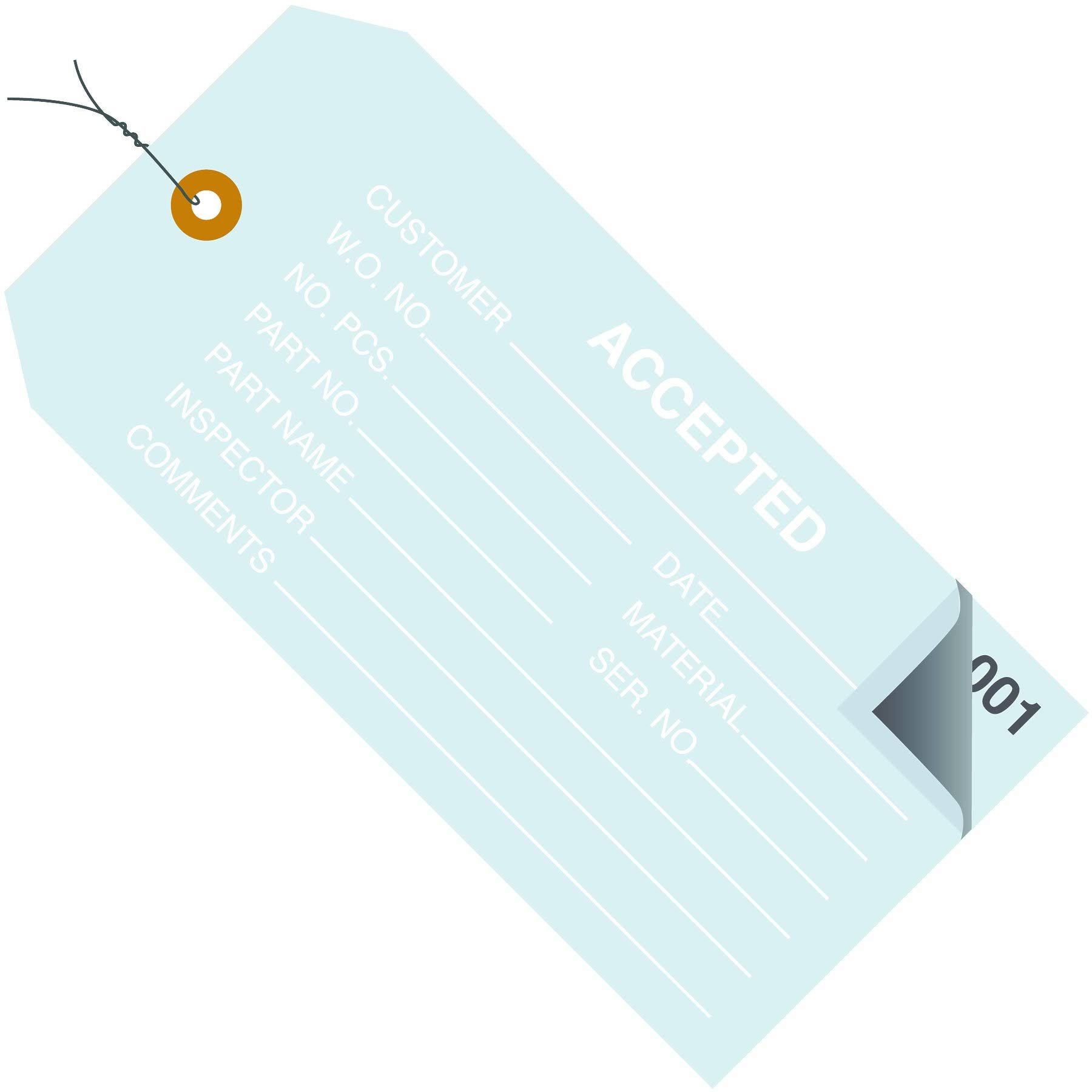 4 3/4 x 2 3/8x22 - Accepted Inspection Tags 2 Part - Numbered 000 - 499 - Pre-Wired