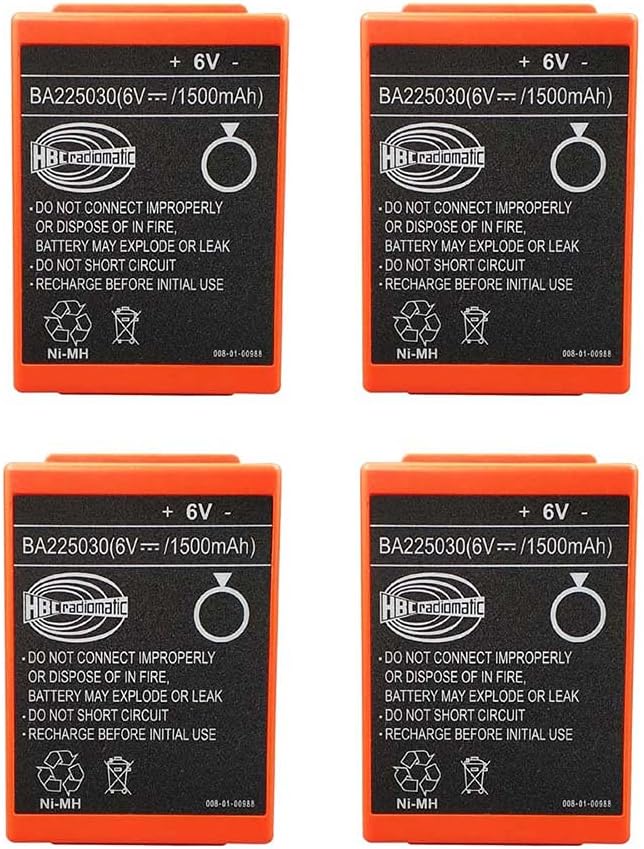 (4 Pack) BA225030 6V Ni-Mh Battery for HBC Pump Truck Remote Control Battery