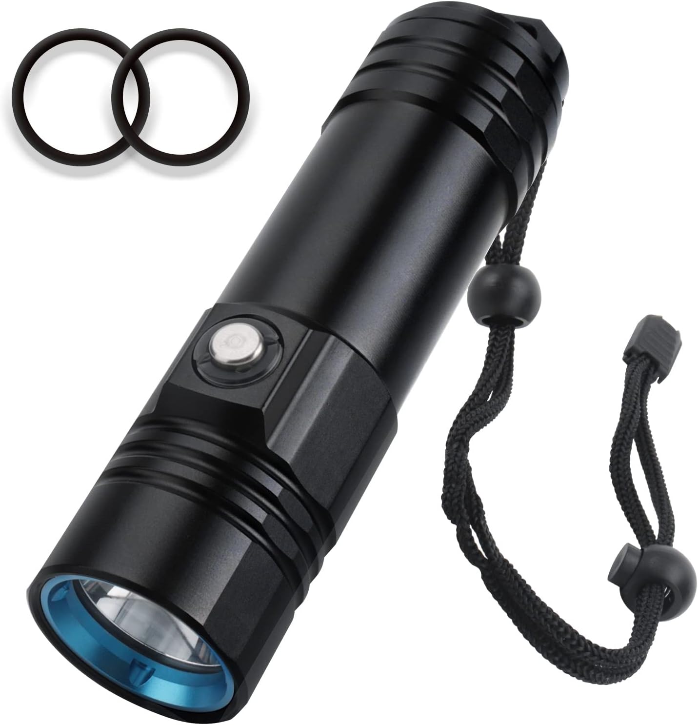 BORUIT Diving Flashlight Rechargeable Dive Lights Underwater 80M IPX8 Waterproof Flash Light Super Bright 2000 Lumen 5 Light Mode fits Under Water Diving Swimming Cave Explore Gear Pack of 2