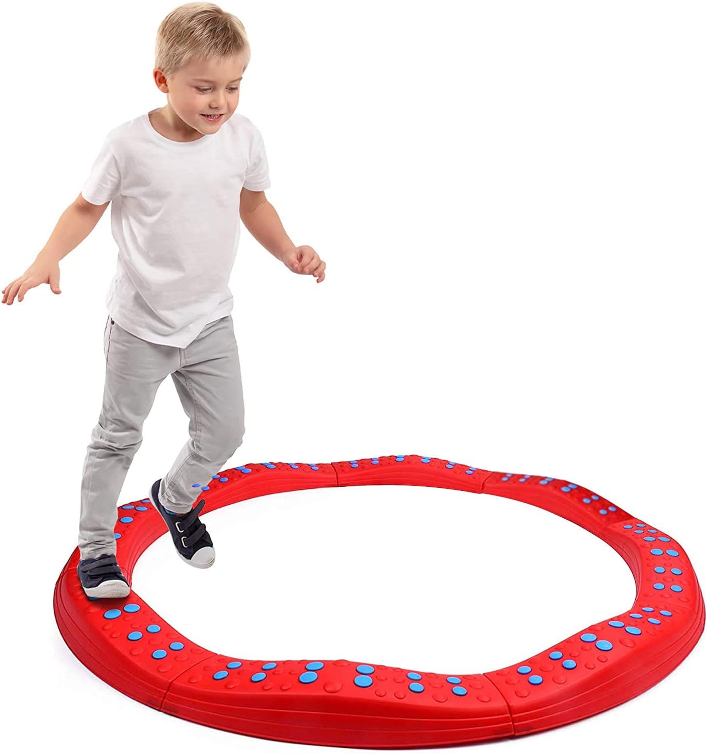 Special Supplies Wavy Circle Balance Beams Stepping Stones for Kids, 8 Pc. Set, Non-Slip Textured Surface and Slip Resistant Floor Rubber Edges, Promote Agility, Strength, Active Play