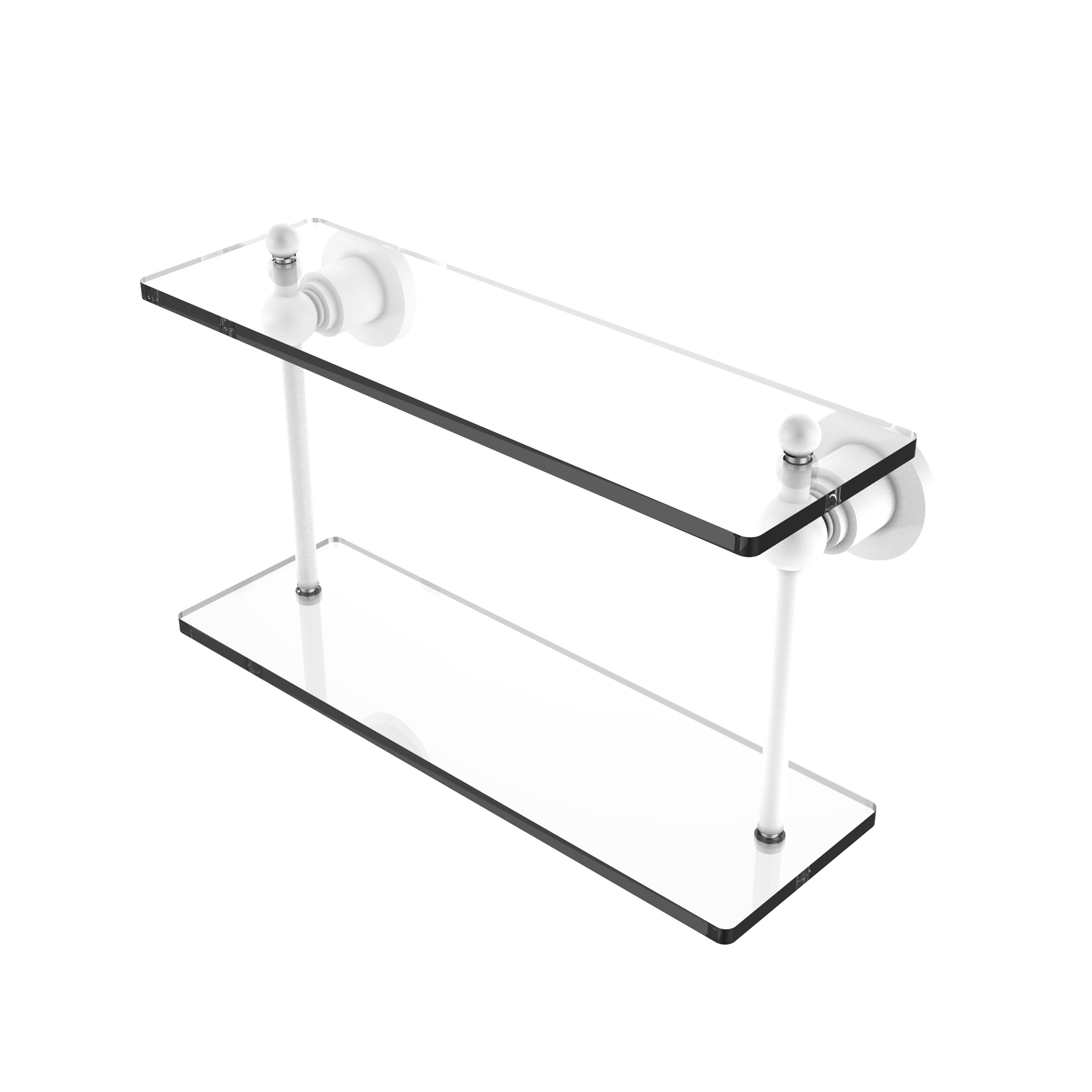 Allied Brass Astor Place Collection 16 inch Two Tiered Glass Shelf Matte White