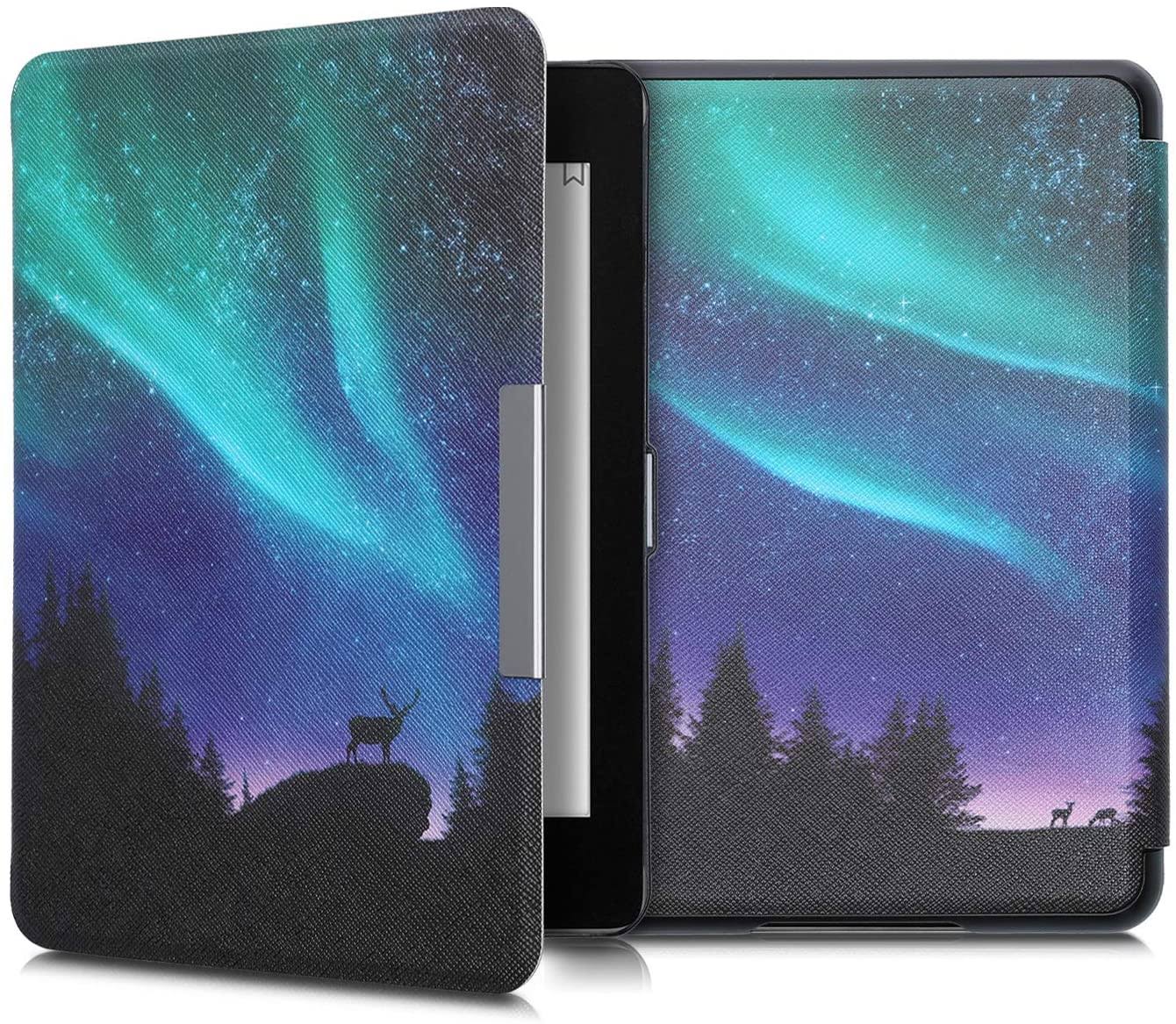 kwmobile Case Compatible with Amazon Kindle Paperwhite (10. Gen - 2018) - Case PU E-Reader Cover - Aurora Turquoise/Blue/Black
