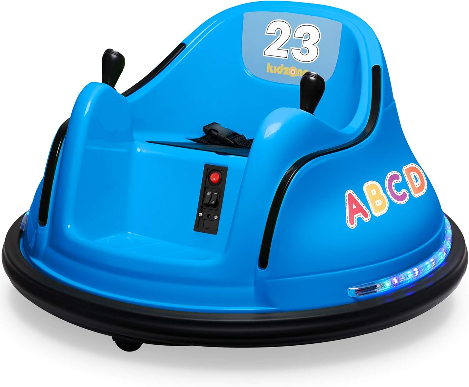 Kidzone DIY Sticker Race Car 12V Kids Toy Electric Ride On Bumper Car Vehicle with Remote Control, LED Lights & 360 Degree Spin, 2 Speeds, ASTM Certified - Pink