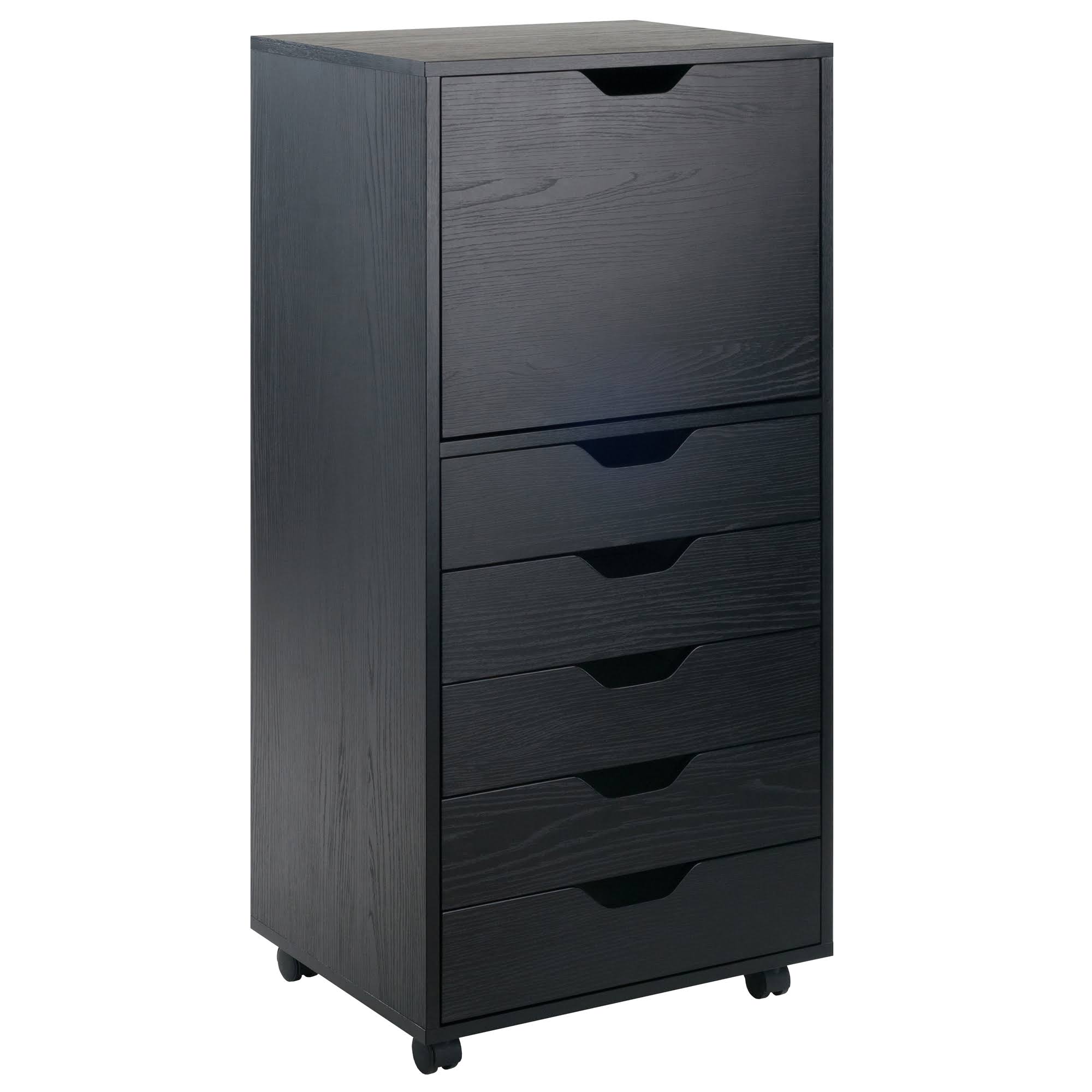 41.25x22 Black Elegant Halifax Rectangular Expanded Cabinet with 5 Pull-Out Drawers - 33831867