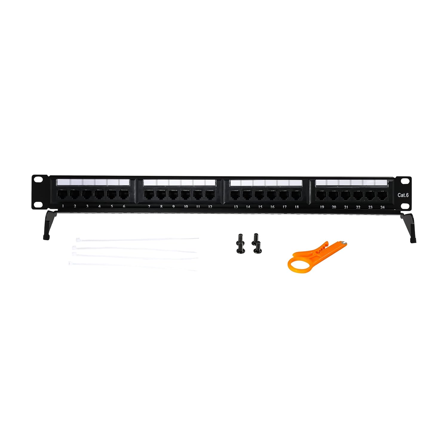 Verbex 24 Port Patch Panel UL Listed, Rackmount or Wallmount, Compatible with Cat5, 5e, 6 for RJ45 Patch Panel