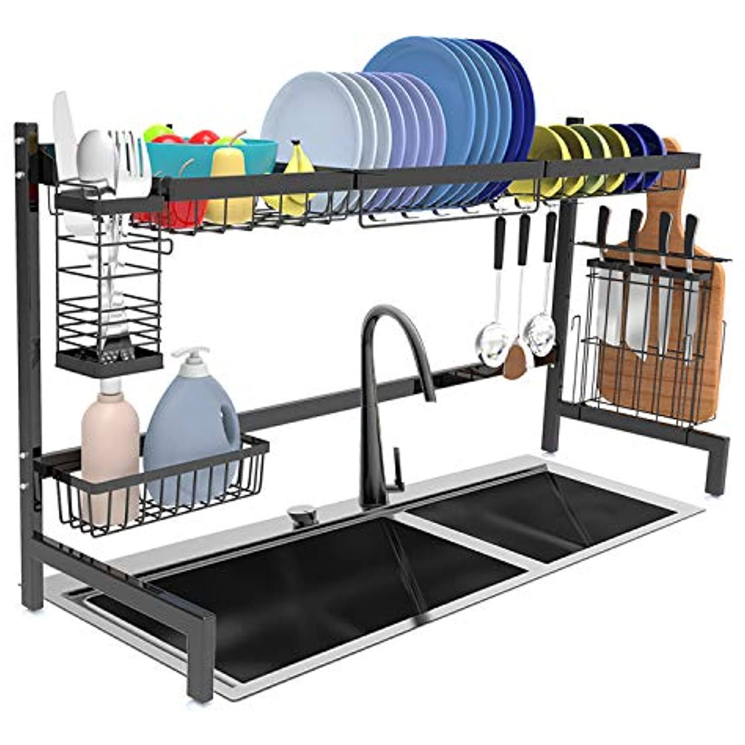 Shop Again Over Sink Dish Drying Rack Black- Large Dish Rack Drainer for Steel