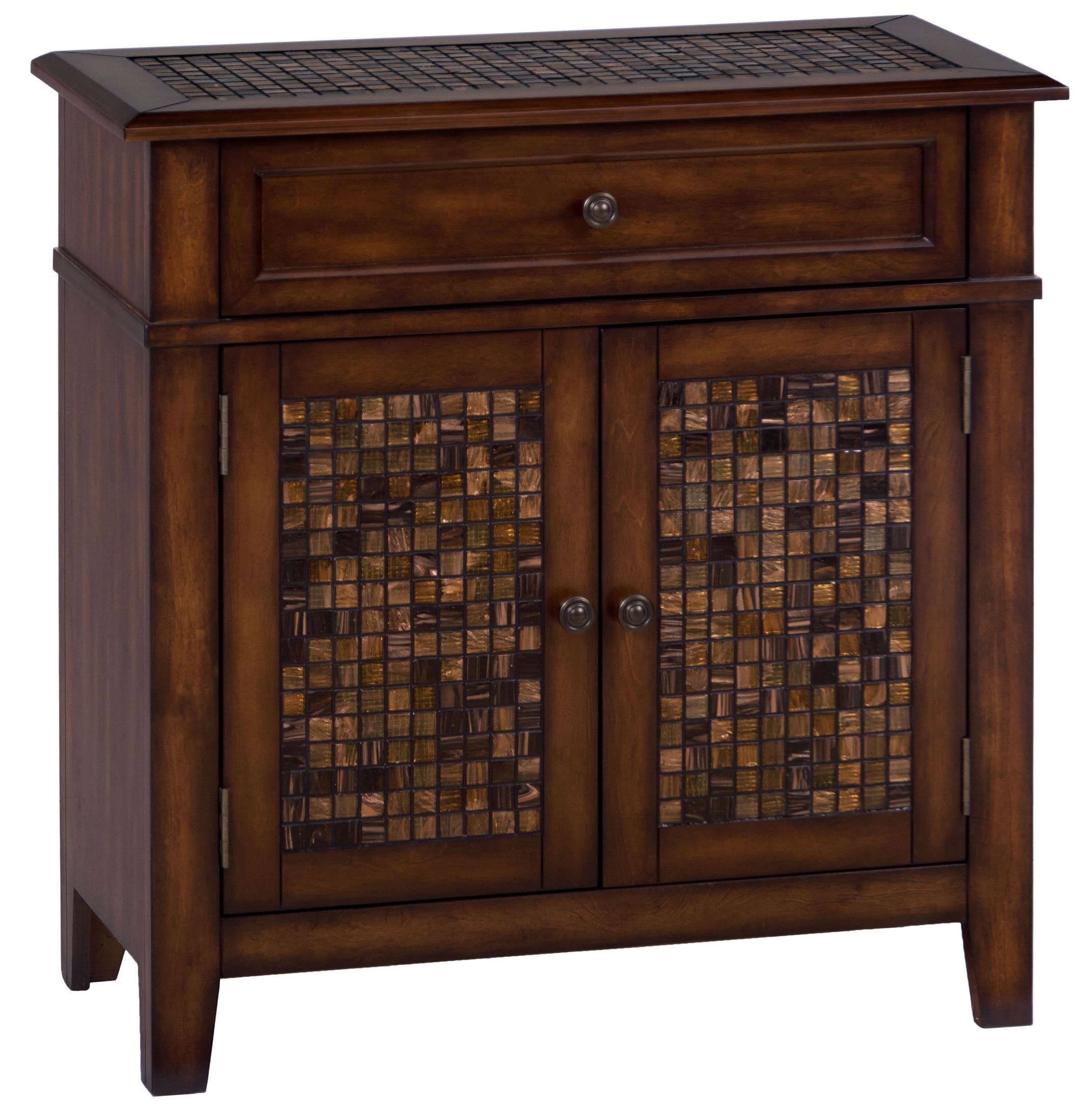 Jofran Baroque Brown Accent Cabinet with Mosaic Tile Inlay