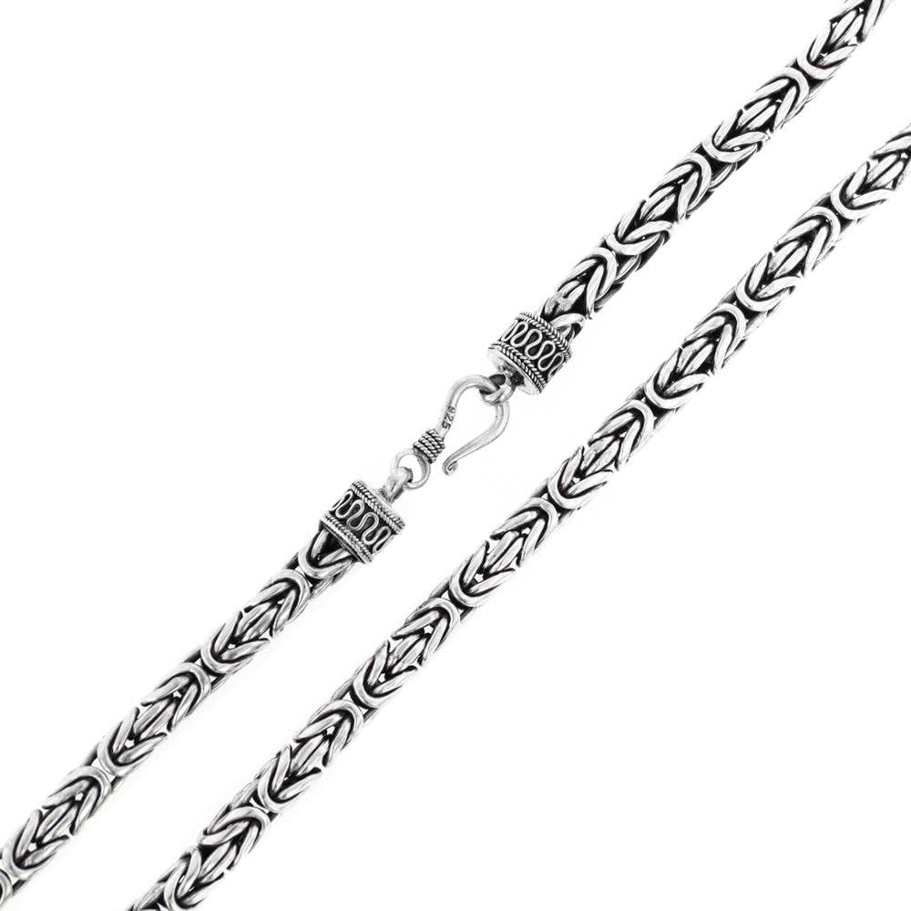 6mm Byzantine Bali Chain Necklace Solid 925 Sterling Silver, 16 18 20 22 24 26 28 30 Inch
