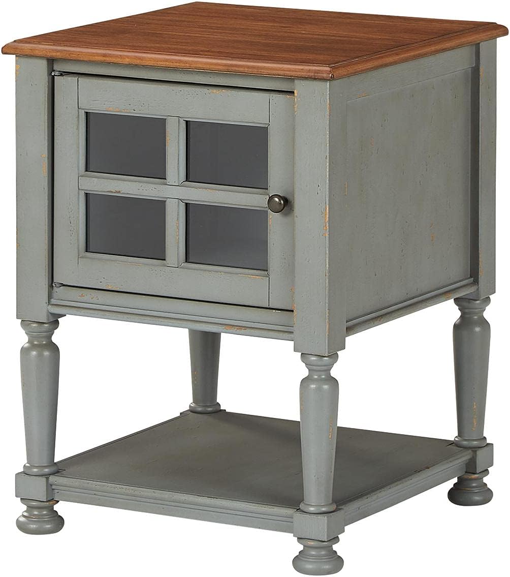 Signature Design by Ashley Mirimyn Farmhouse Accent Cabinet End Table, Teal & Brown