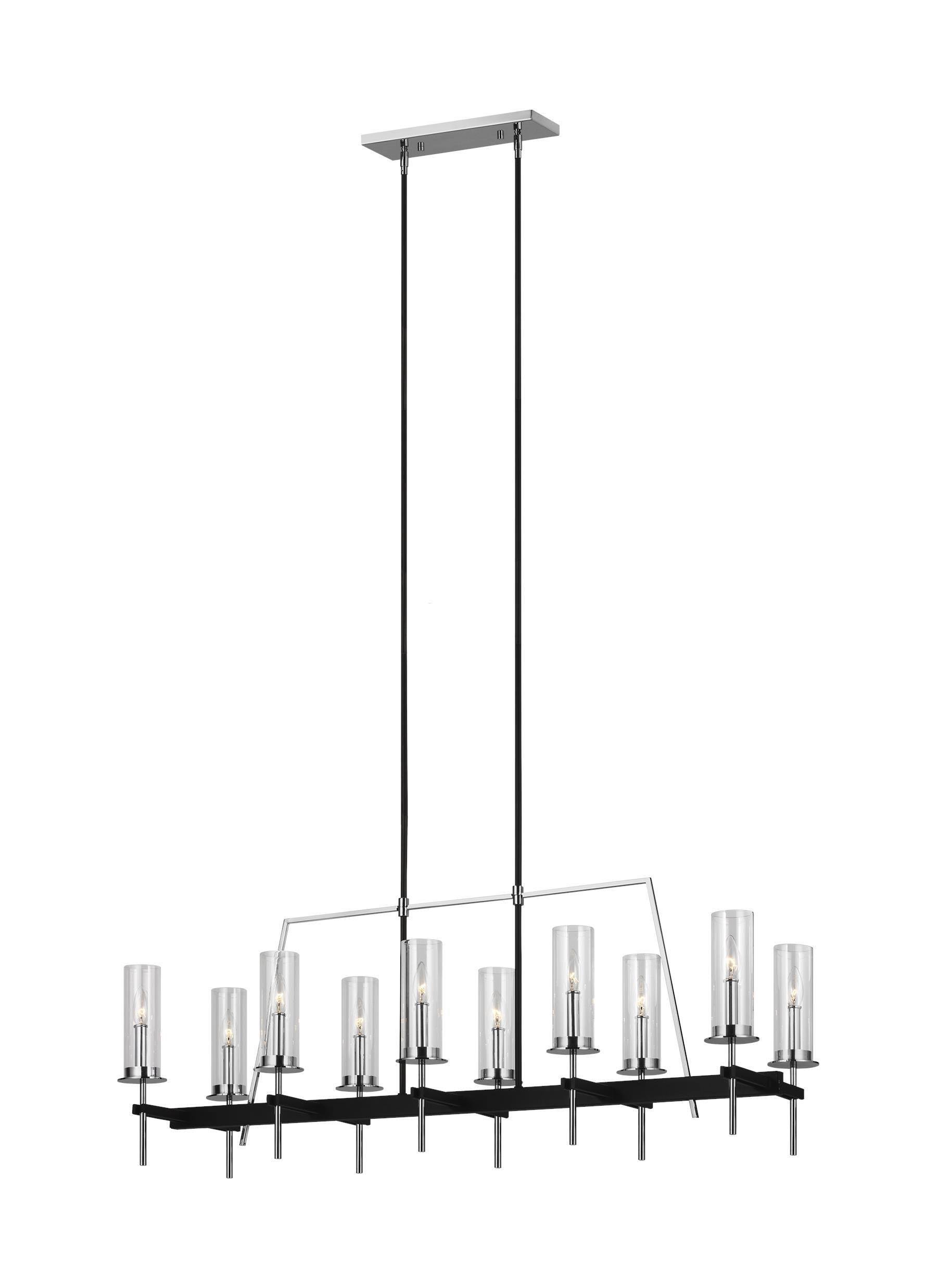 Feiss F3227/10TXB/CH Broderick Textured Black / Chrome 10-Light Linear Chandelier