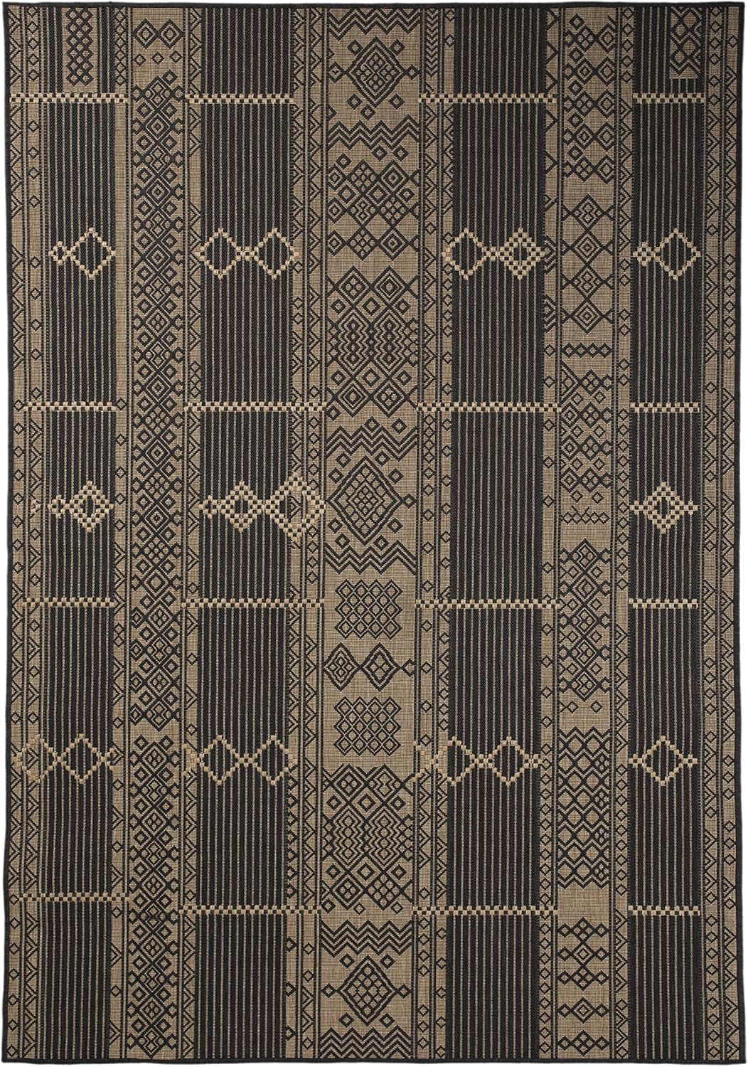 Furnish My Place Outdoor Collection Geometric Pattern Rug - 7 ft. 10 in. x 10 ft. Navy, Bohemian Water Proof Carpet for Living Room, Garden, Patio