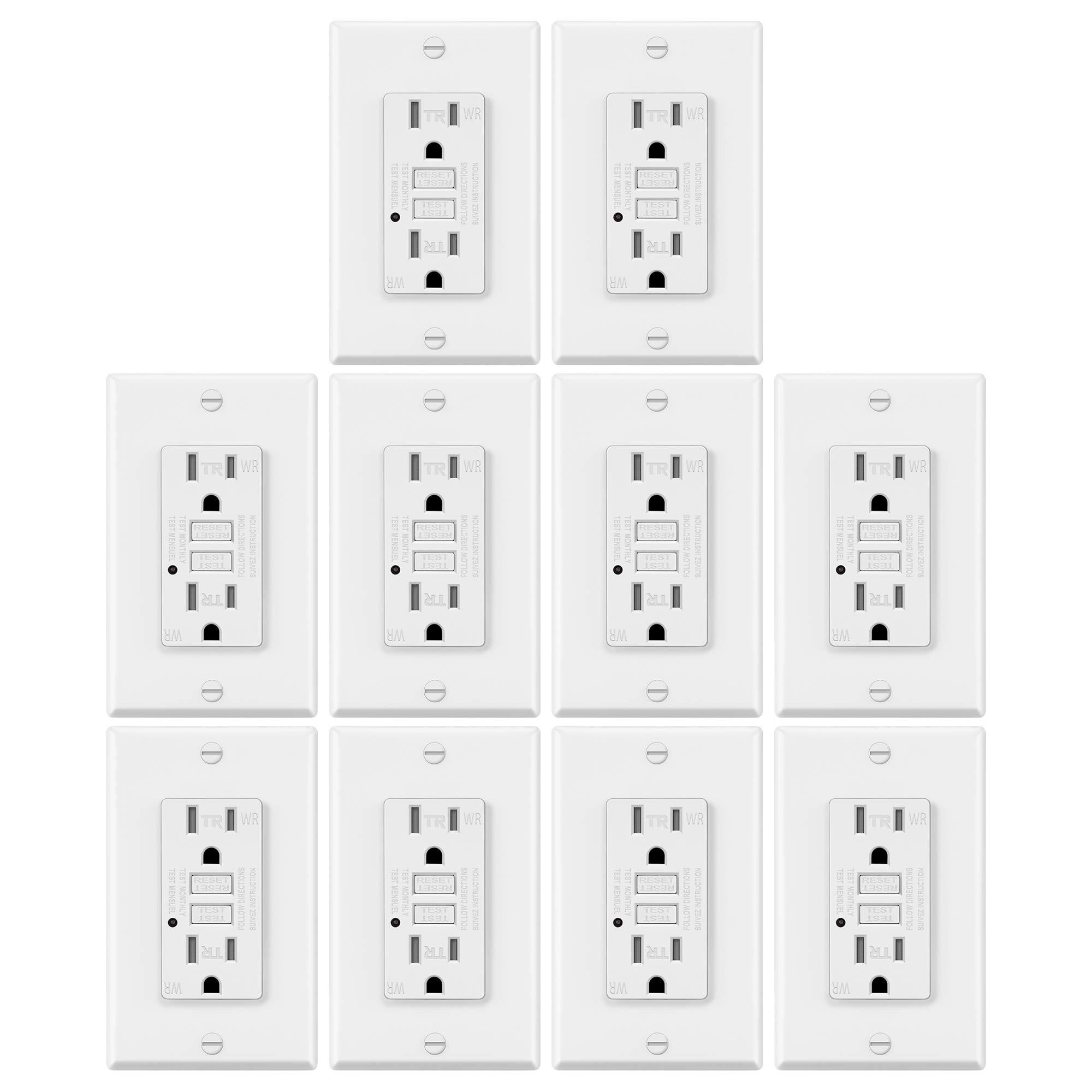 10 Pack - ELECTECK Weather Resistant GFCI Outlet, Ground Fault Circuit Interrupt - New