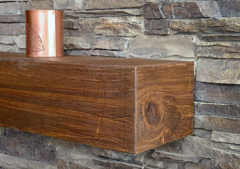 Vail Floating Wood Mantel Shelf - Rustic Provincial 72 Inch x 4 Inch Beautiful Wooden Rustic Shelf | Designed and Milled in The USA | Great for Electric Fireplaces and More! Mantels Direct