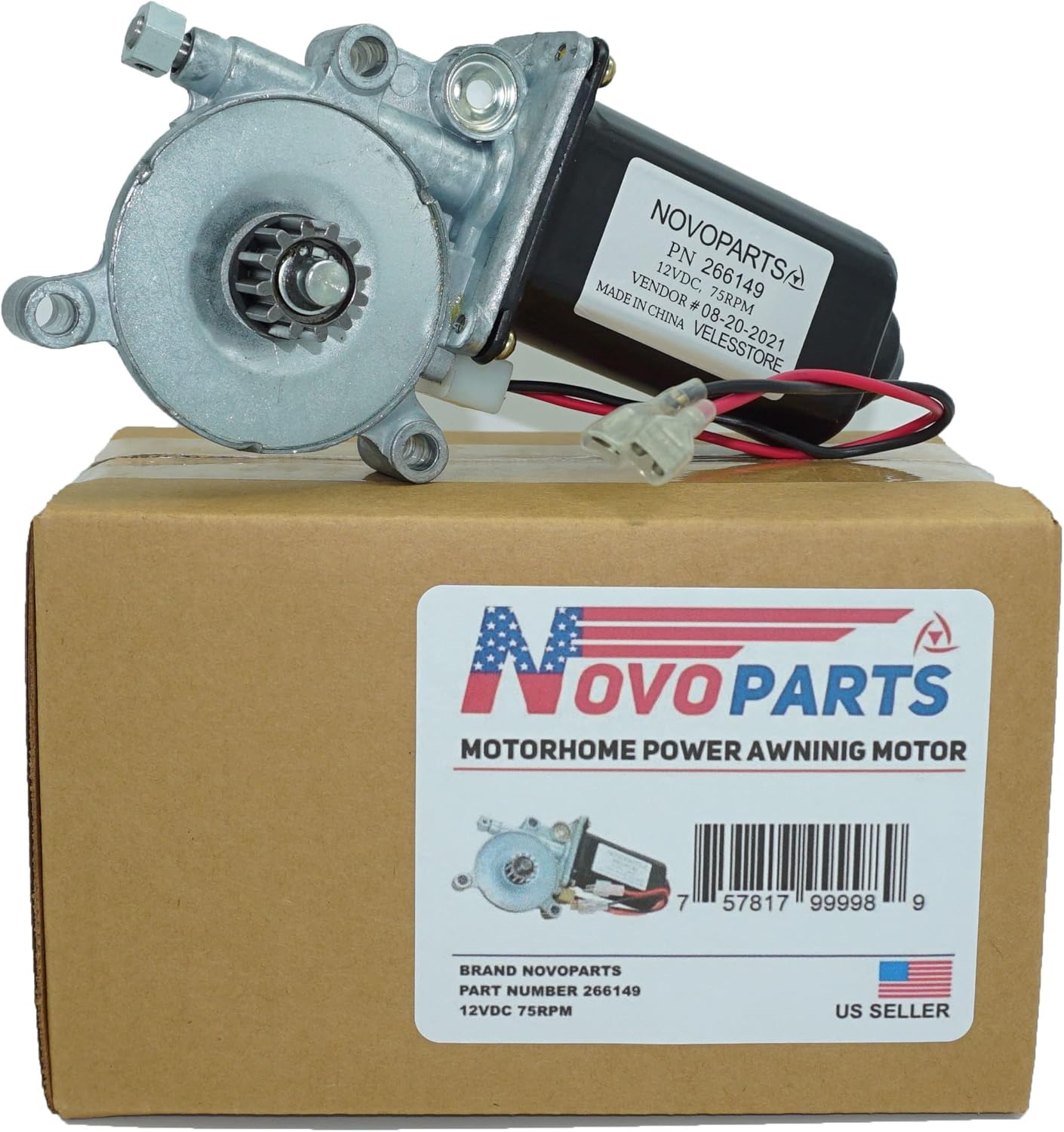 NOVOPARTS 266149 RV Power Awning Replacement Universal Motor 75-RPM and 12V Pack of 2
