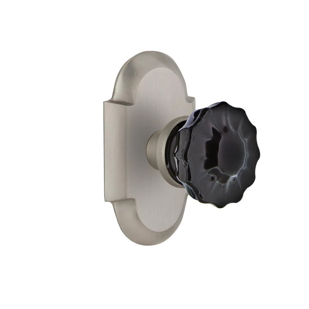 Nostalgic Warehouse 726905 Cottage Plate Single Dummy Crystal Black Glass Door Knob in Satin Nickel