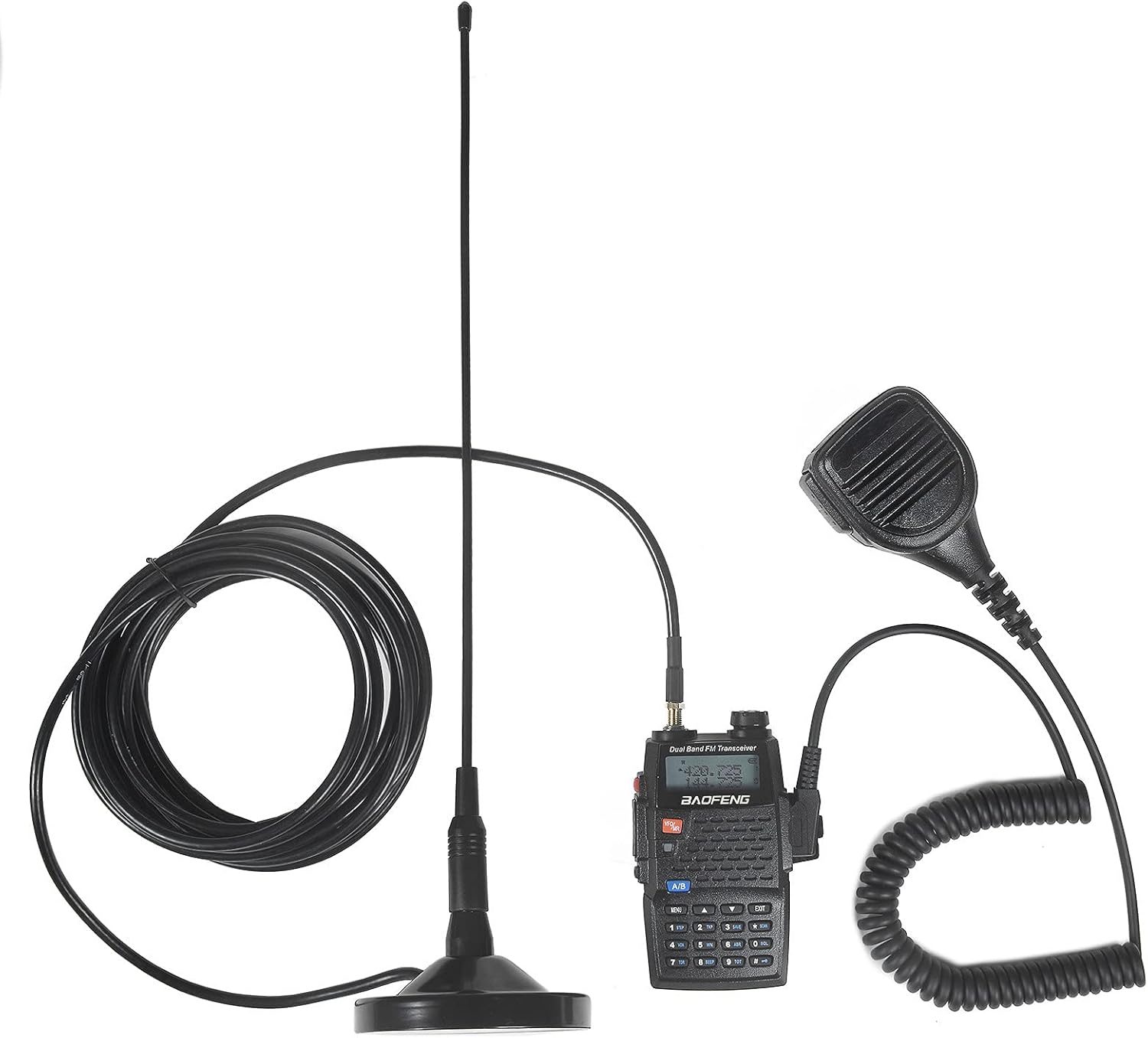 BAOFENG Ham Radio UV-5RE Plus 8 Watt 2 Way Radio for Car Dual Band Amateur Walkie Talkie 144-148/420-450MHz 2200mAh Battery, Antenna, Magnetic Base, Speaker Mic, Battery Eliminator, Cable Pack of 2