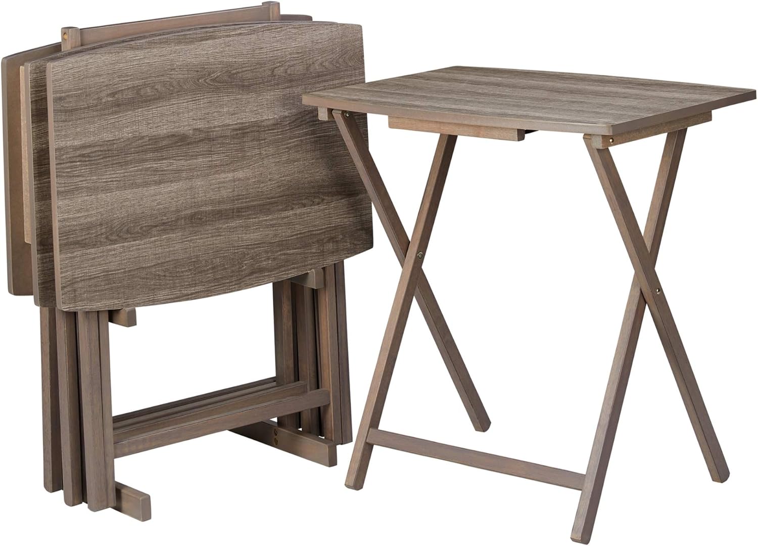 Mainstay 5-Piece Folding XL Oversized Tray Table Set, Rustic Gray Pack of 2