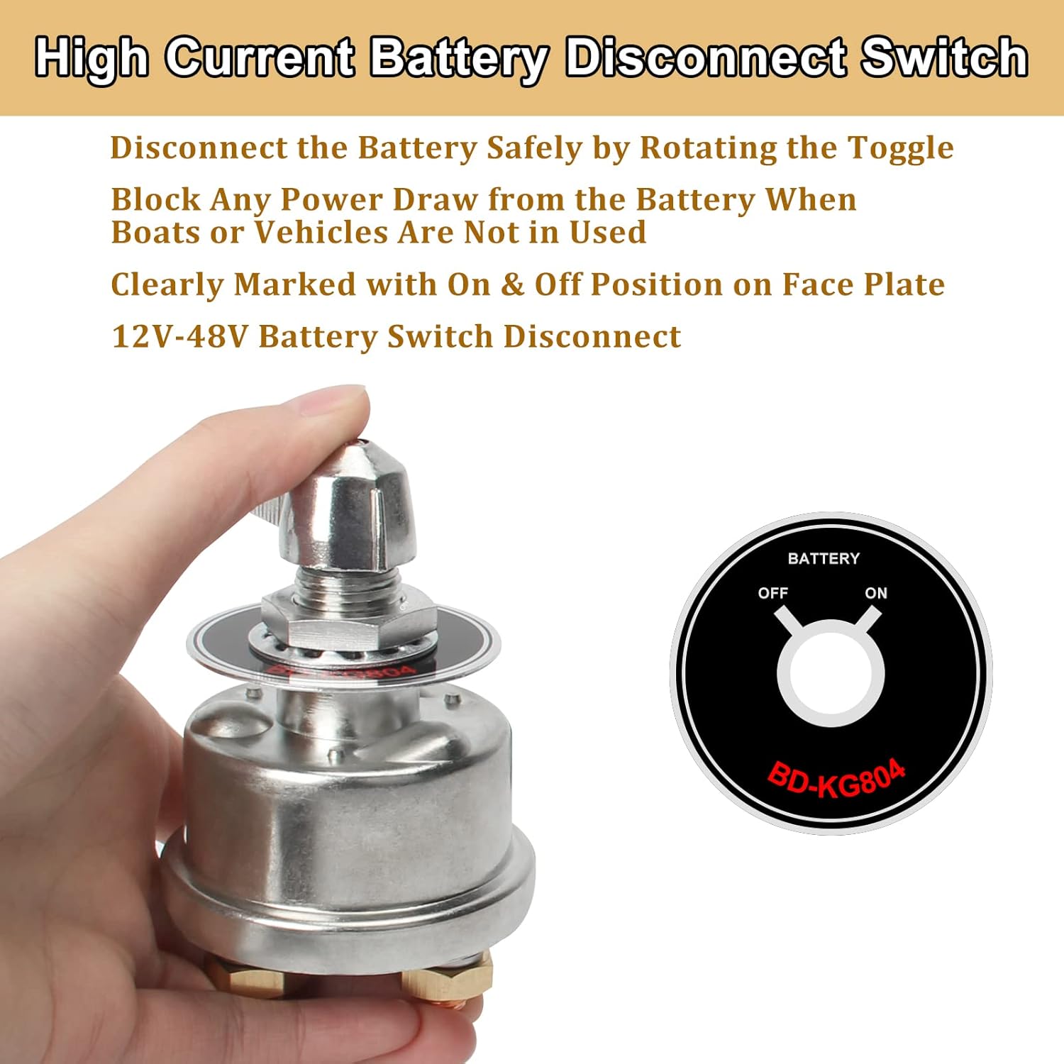 I LITTON High Current Battery Disconnect Switch with Face Plate Battery Cut Off Switch 12-48V On/Off Heavy Duty 2 Post Battery Switch 12V Battery Shutoff Switch for Boat Marine RV Truck Car ATV