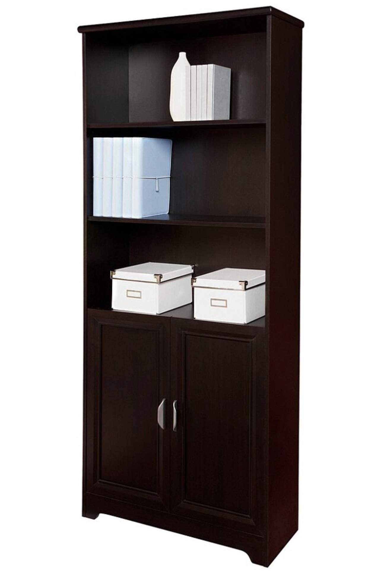 Realspace Magellan Collection 5-Shelf Bookcase with Doors Espresso