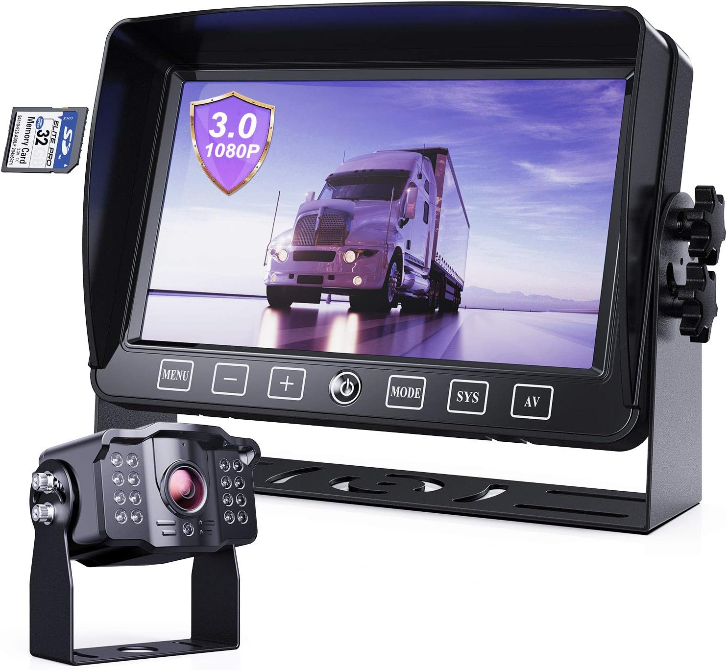 eRapta Backup Camera System 3.0 Touch AHD Monitor View RV Camera Kit DVR Split Screen IP69 Waterproof Backing Up Camera for Truck/ Car/ Trailer/ Bus/ Motorhome/ Camper, EHD1