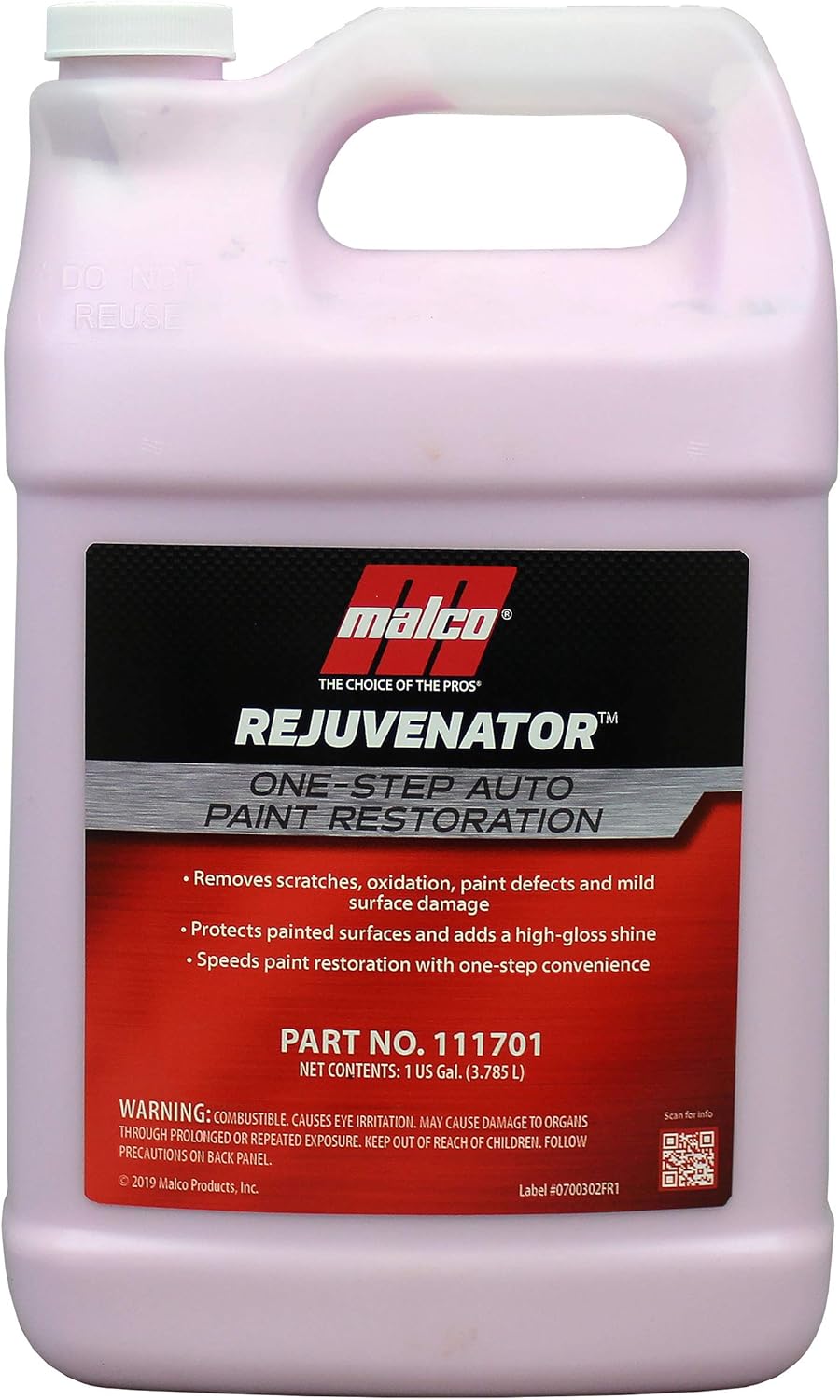 Malco Paint Rejuvenator - One Step Automotive Paint Restoration / Clear Coat Scratch and Swirl Remover / Re-Shine Old, Aged Paint to Look New / 1 Gallon (111701) Pack of 2