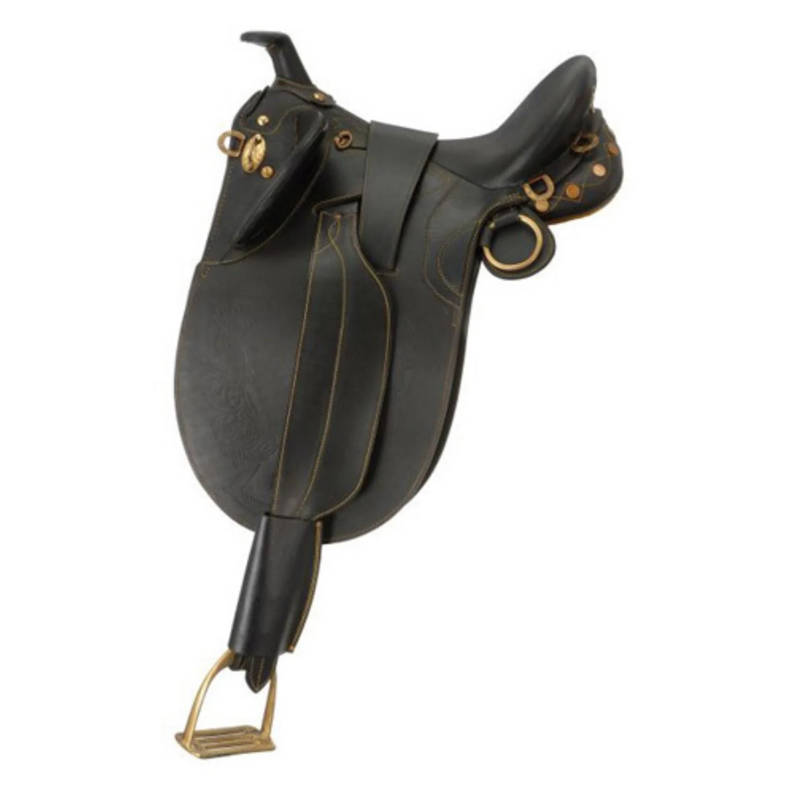 Australian Outrider Collection Stock Poley Saddle with Horn, Black