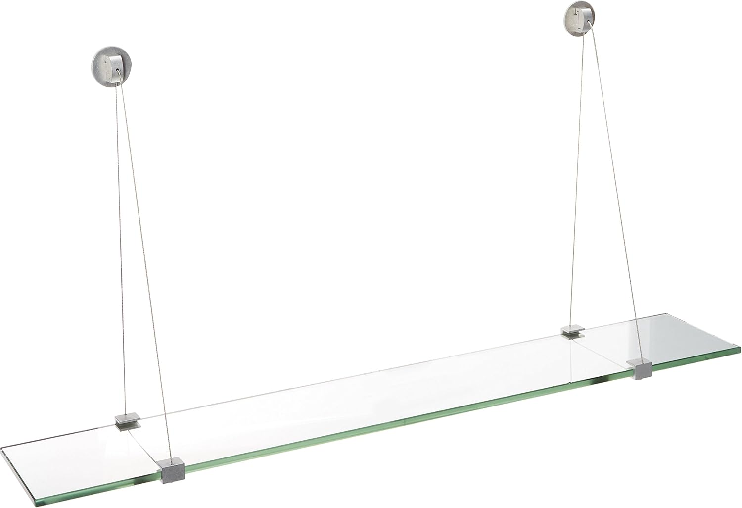 Spancraft Glass Crane Glass Shelf, Brushed Steel, 8 x 36 Pack of 2