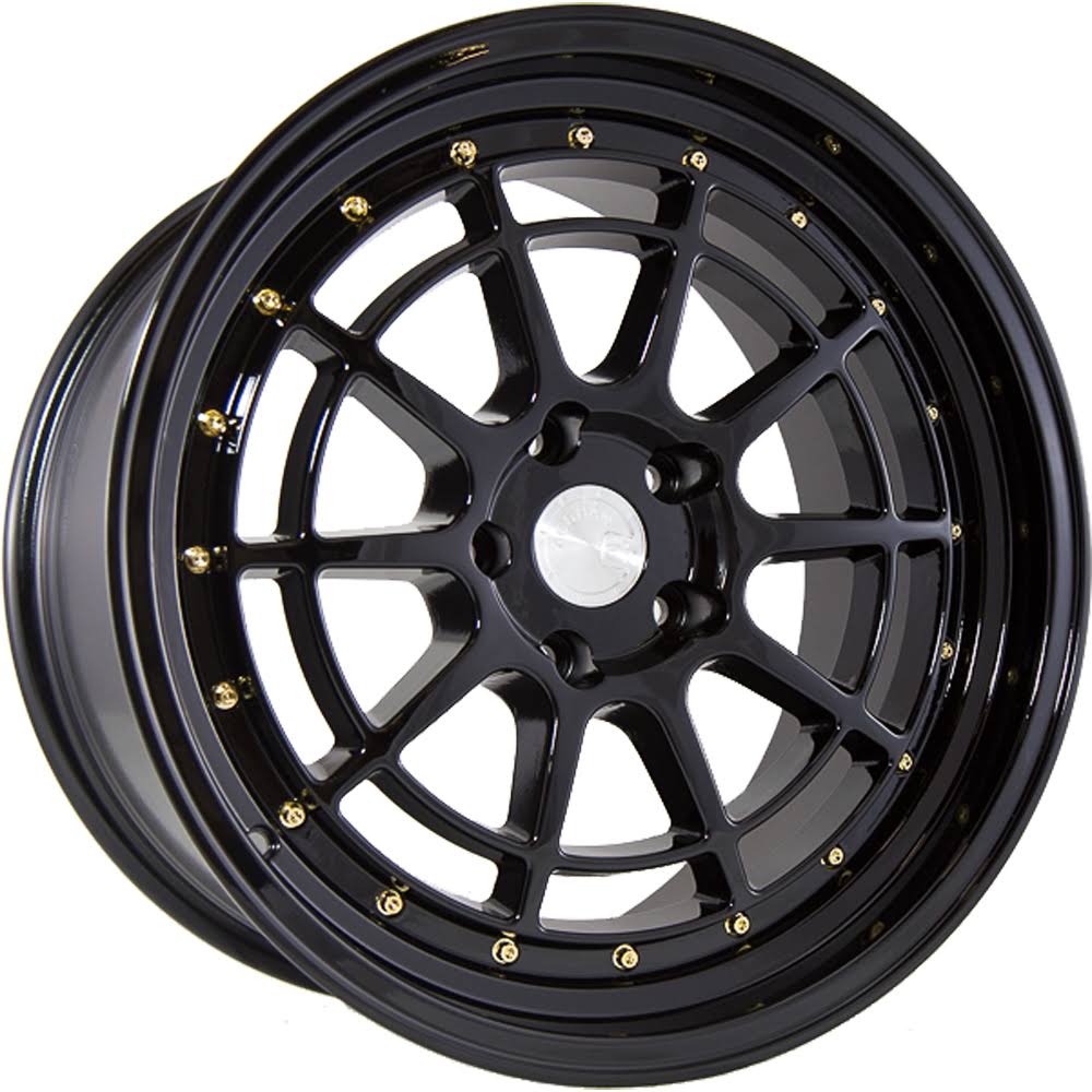 Aodhan Wheels Rim AH-04 18x9.5 5x114.3 73.1CB +30 Full Black (Gold Rivet)