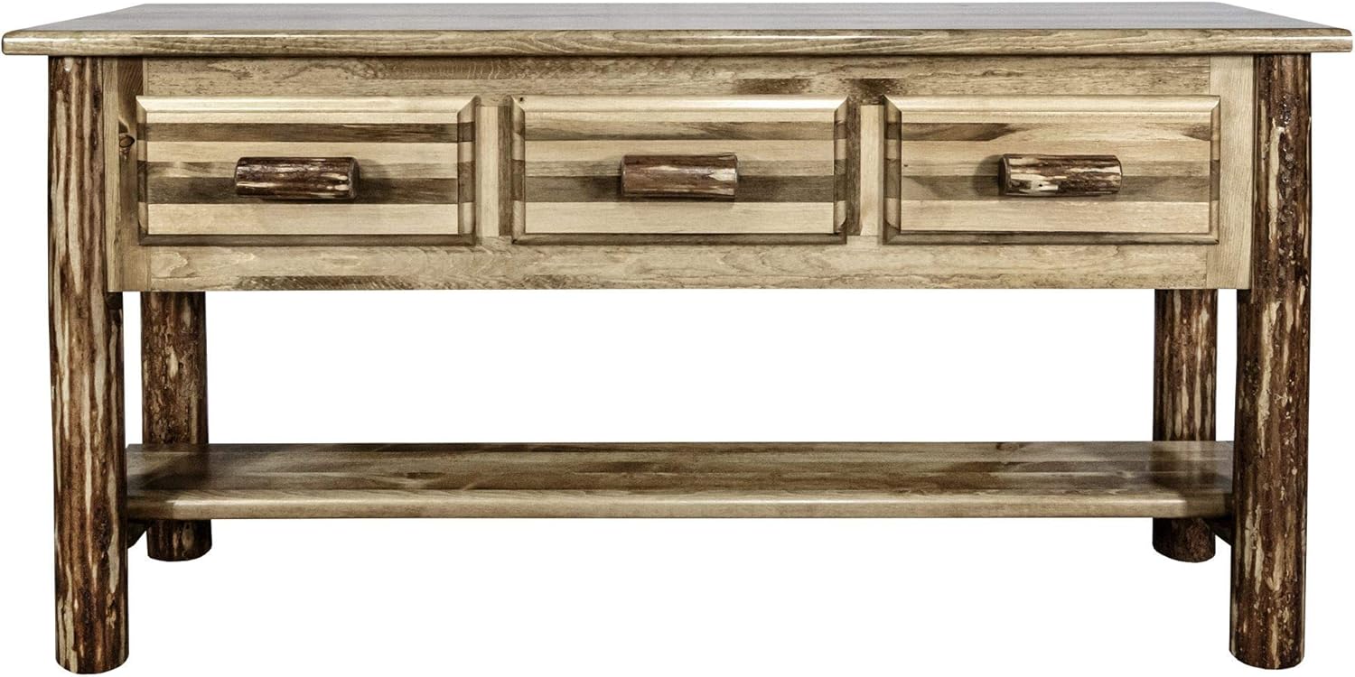 Montana Woodworks Glacier Country Collection Console Table with 3 Drawers, Stained and Lacquered