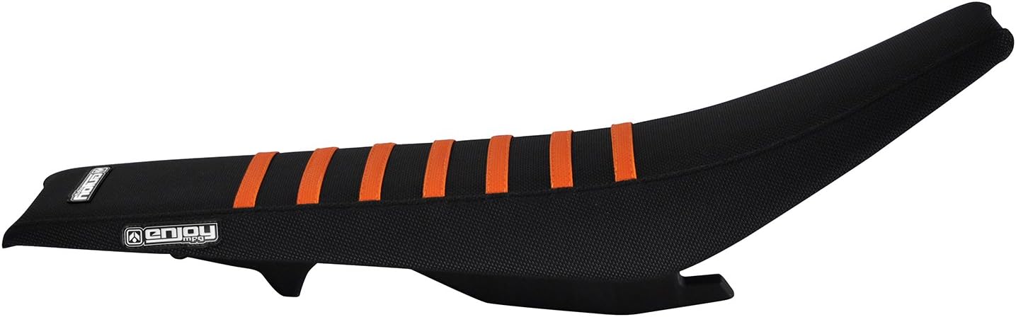 Enjoy MFG Seat Cover - Compatible Fit for 2016-2018 KTM SX/SXF 125-450 All Black/Orange Ribs Seat Cover