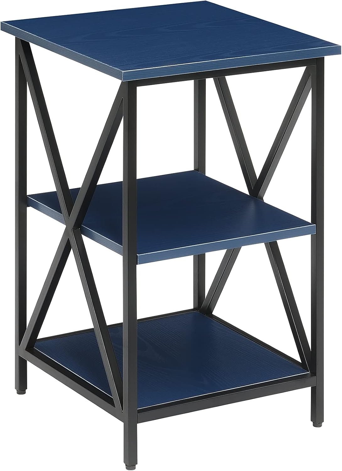 Convenience Concepts Tucson End Table with Shelves, Gray Faux Marble/Black