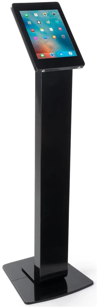 Displays2go Black iPad Pedestal Stands, Secure Enclosure with Anti-Theft Device, Supports