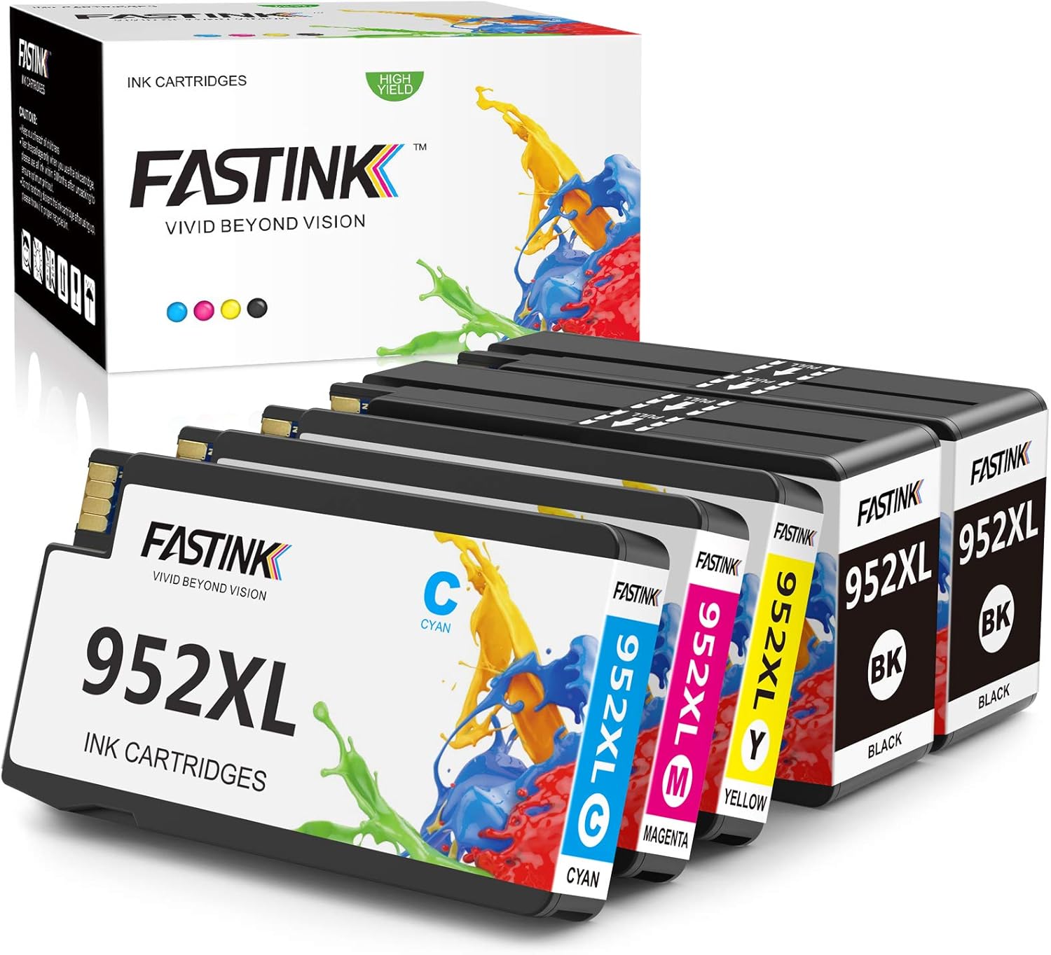 FASTINK Compatible HP 952XL Ink Cartridges Combo Pack， High Yield， with Updated Chips ，Replacement for HP OfficeJet Pro 8710 8720 8740 8730 8728 8702 7720 8210 8715 8725 8216 Printer (4-Pack) Pack of 2