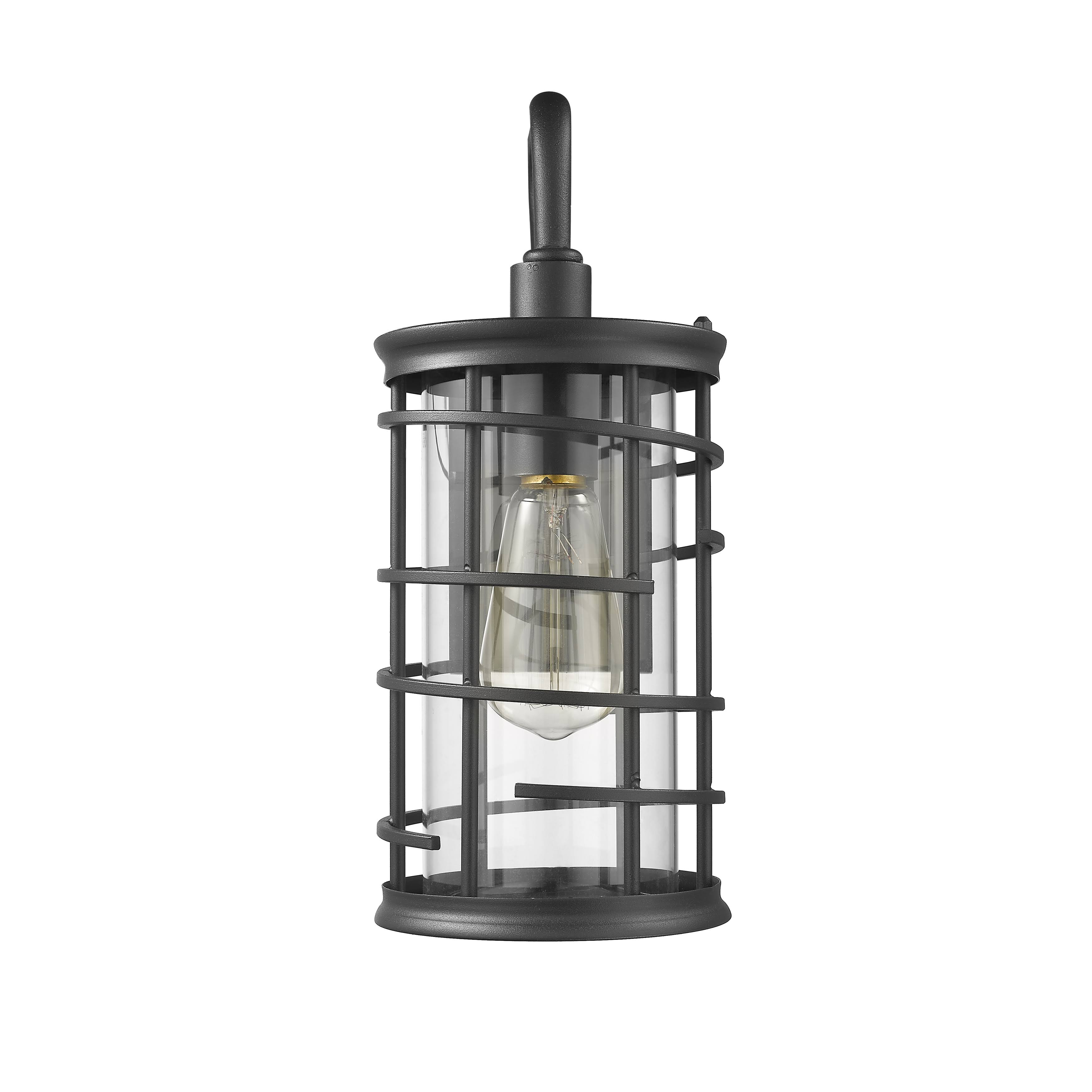 Chloe Lighting Laurel Industrial 1 Light Textured Black Outdoor Wall Sconce 13x22 Tall