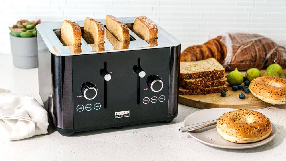 Bella Pro Series - 4-Slice Digital Touchscreen Toaster - Black Stainless Steel