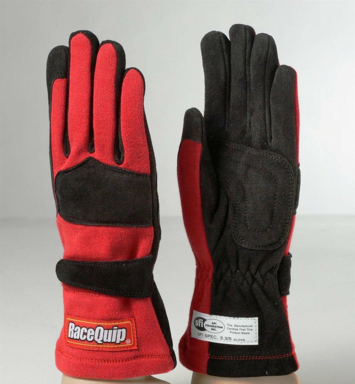 Racequip 355013 Gloves Double Layer Medium Red SFI