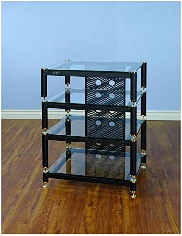 VTI BLG Series 4 Shelf Audio Rack-Gold/Black/Clear