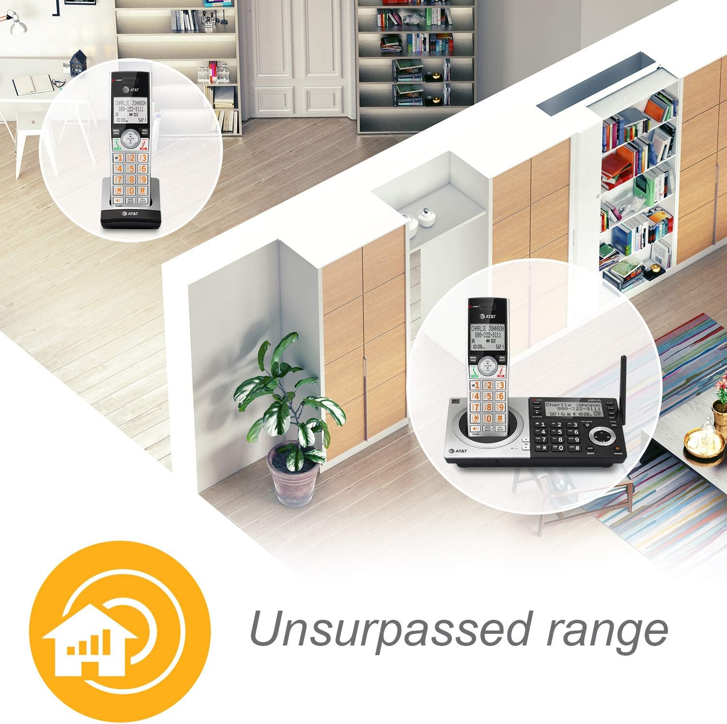 AT&T CL83207 DECT 6.0 Expandable Cordless Phone with Smart Call Blocker, Silver/Black with 2 Handsets Pack of 2