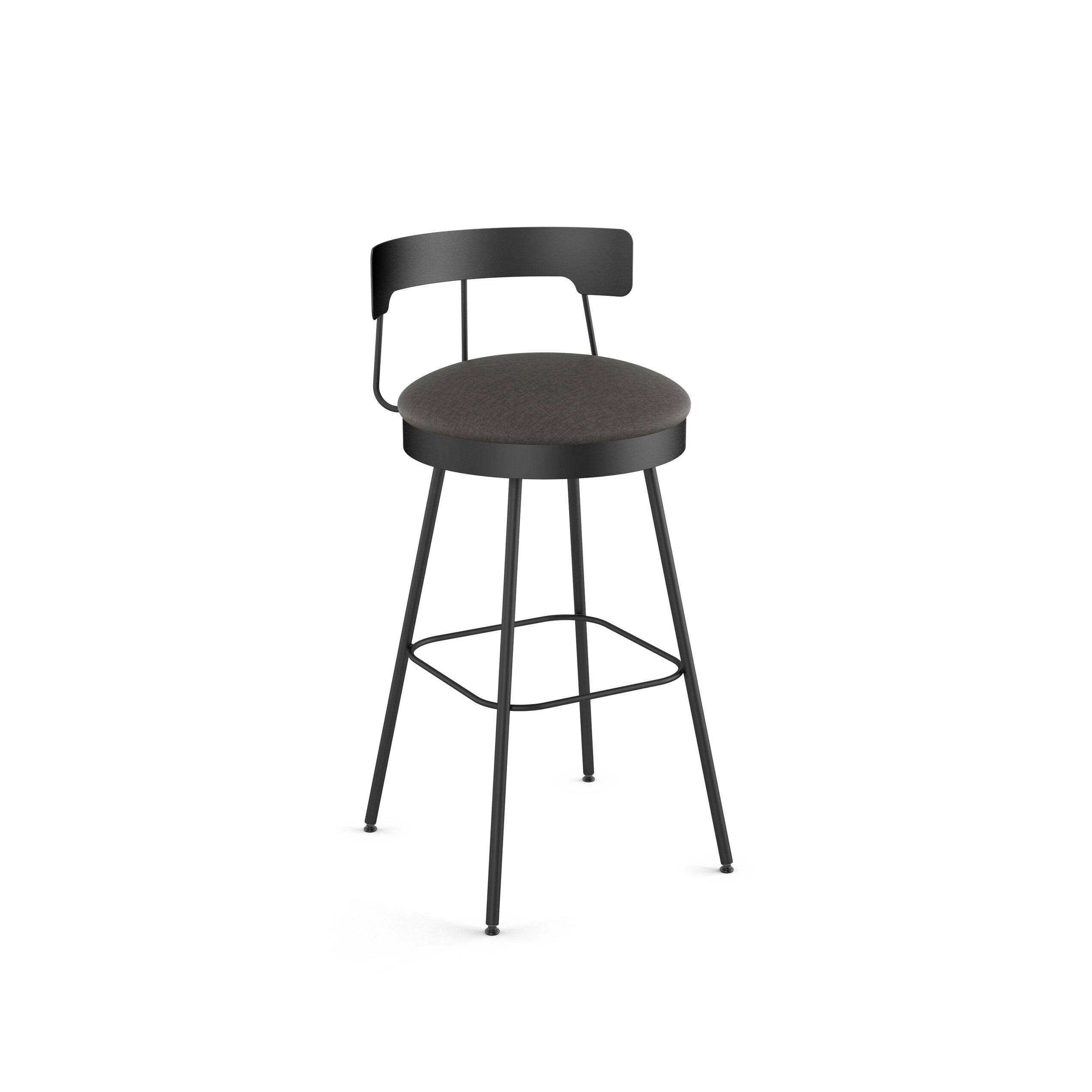 Amisco Monza Swivel Counter and Bar Stool - Grey Polyurethane / Black Metal - Counter Height