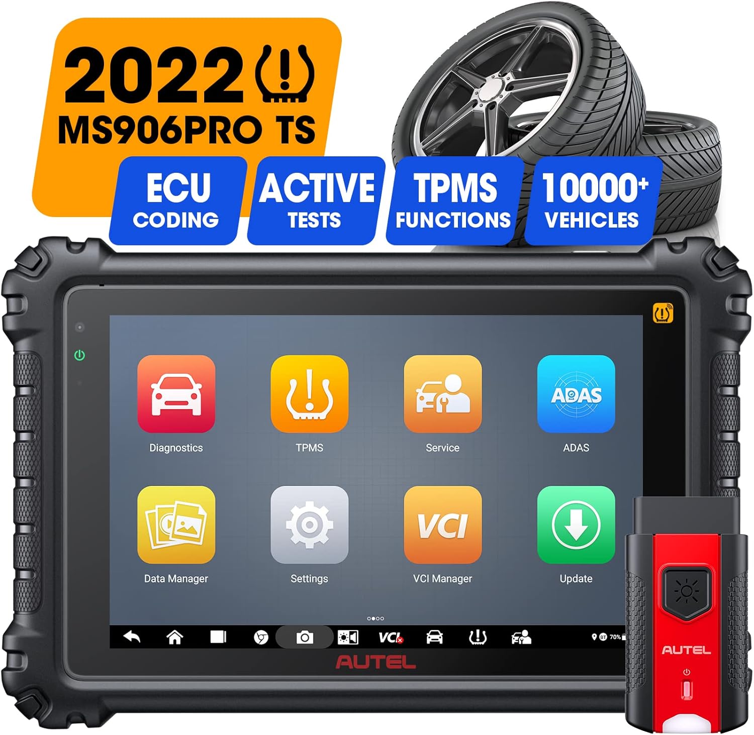 Autel Scanner MaxiSys MS906PRO TS: Combination of MS906BT MS906TS MK808TS, 2022 Automotive Scanner with ECU Coding, 33 Service, All Systems Diagnostics, Active Test, Top TPMS Programming and Diagnosis