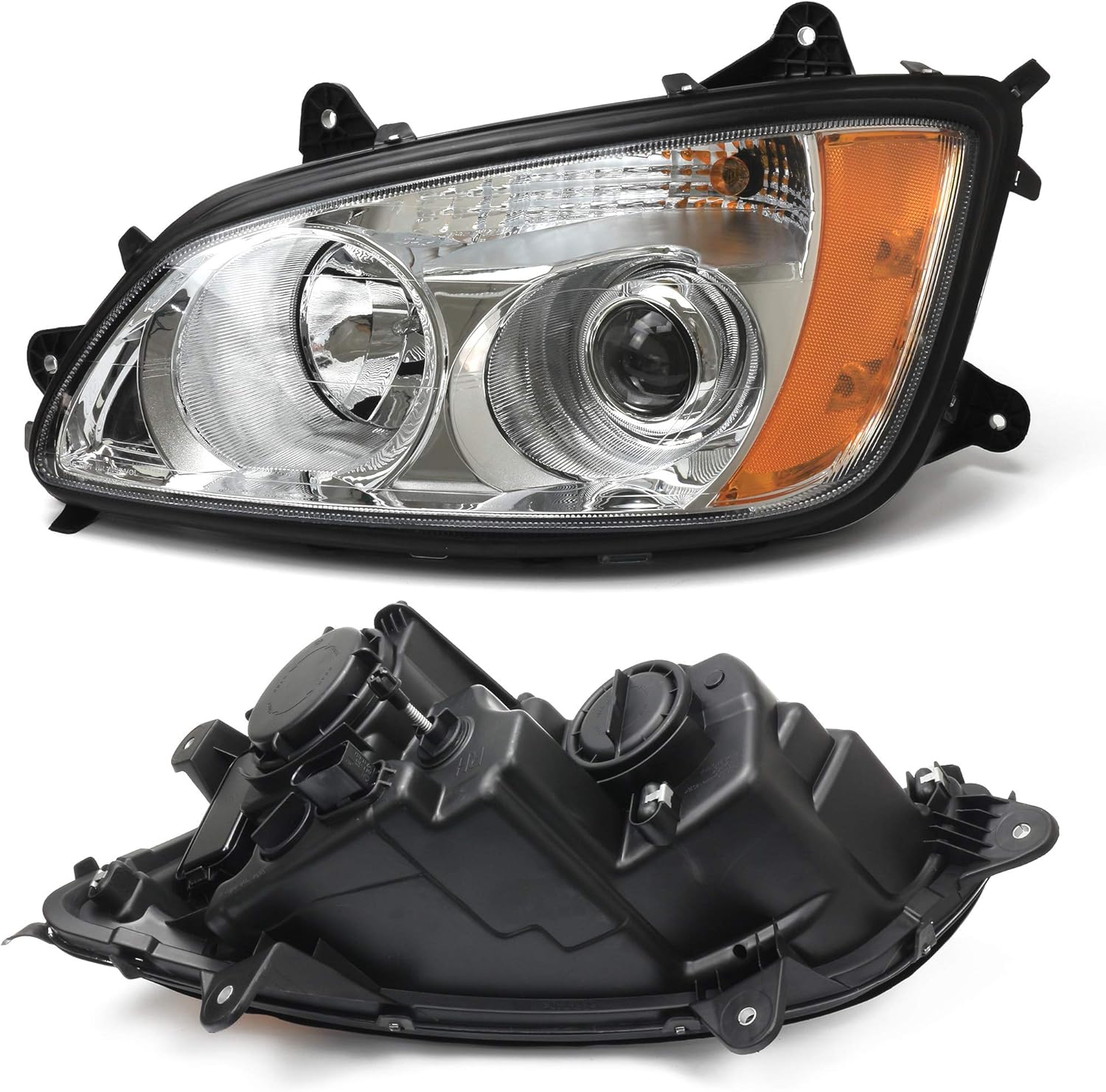 CPOWACE Pair Headlight Assembly Lamp with DRL &Turn Signal Dual Projector Compatible with Kenworth T170 T270 T300 T370 T660