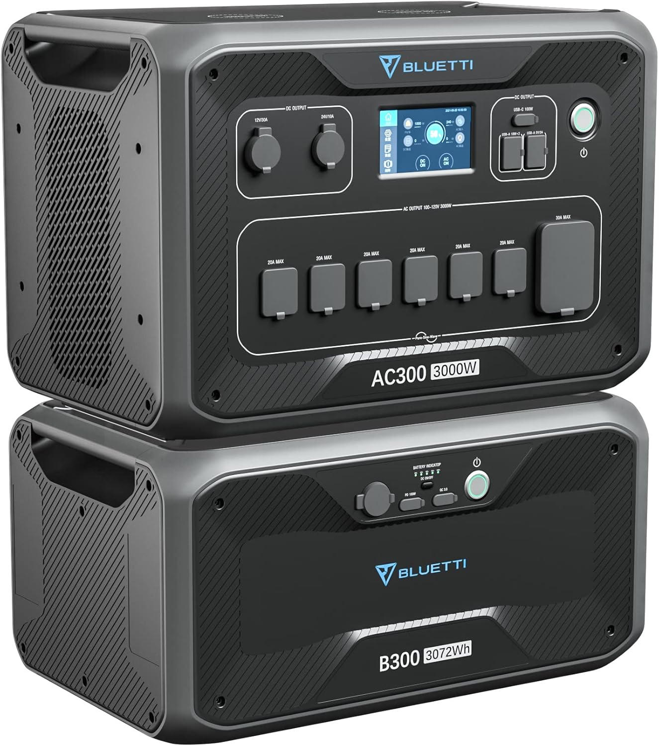 BLUETTI Expandable Power Station AC300 and B300 External Battery Module, 3072Wh LiFePO4 Battery Backup w/ 6 3000W AC Outlets(6000W Peak), Solar Generator For Home Backup, Vanlife, Emergency