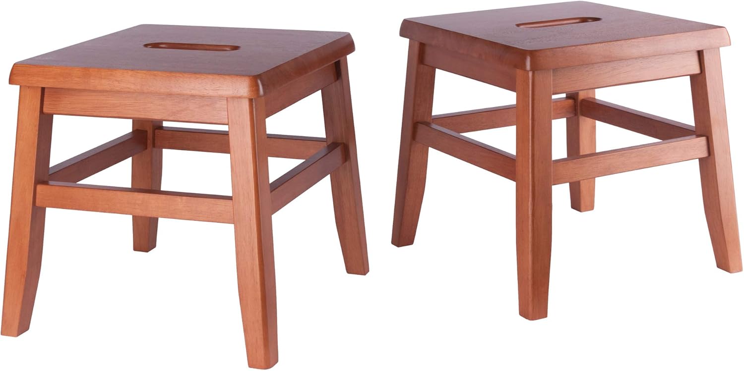 Kaya 2-PC Set Conductor Stool Teak Finish Pack of 2