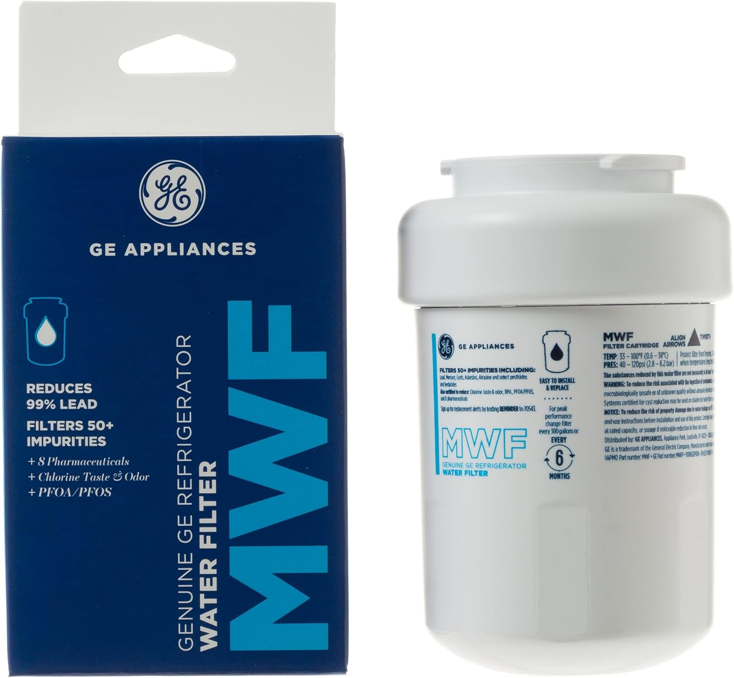 General Electric MWF Refrigerator Water Filter , White Pack of 2