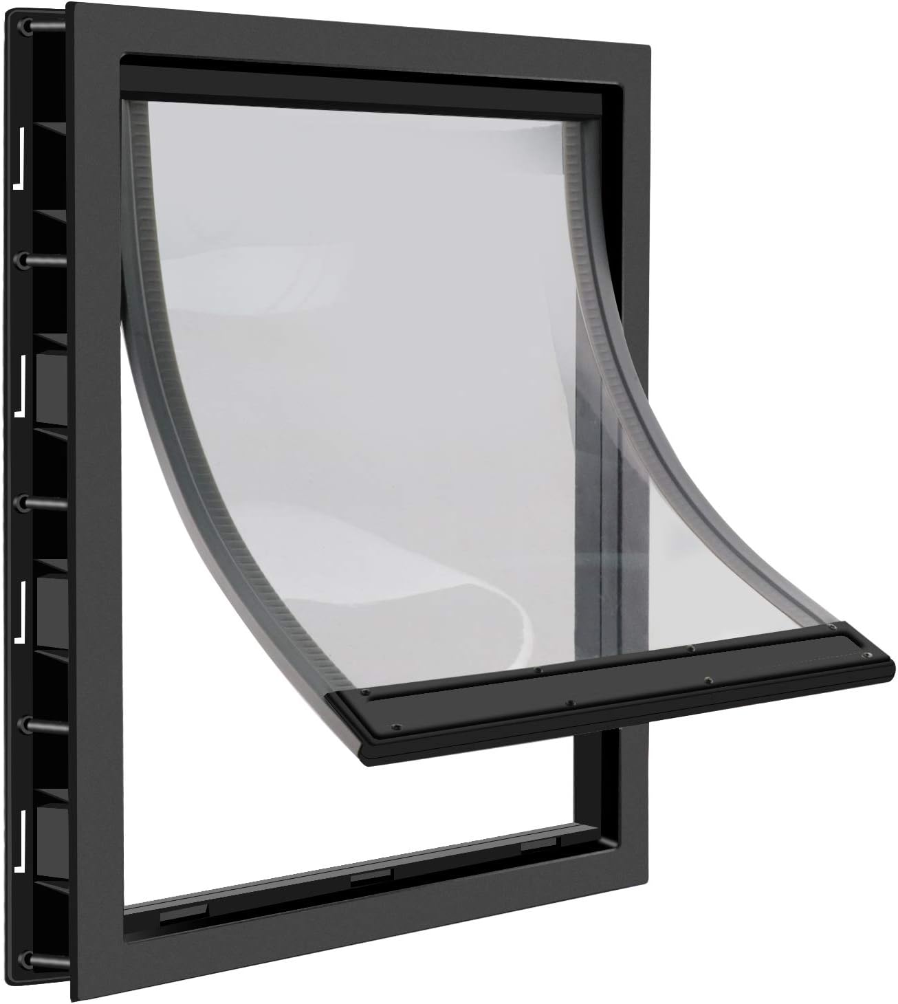 CEESC Large Dog Door with Soft Transparent Magnetic Flap and Snap-in Closing Panel, Premium PVC Plastic Pet Door for Large Dogs(XL,Black)